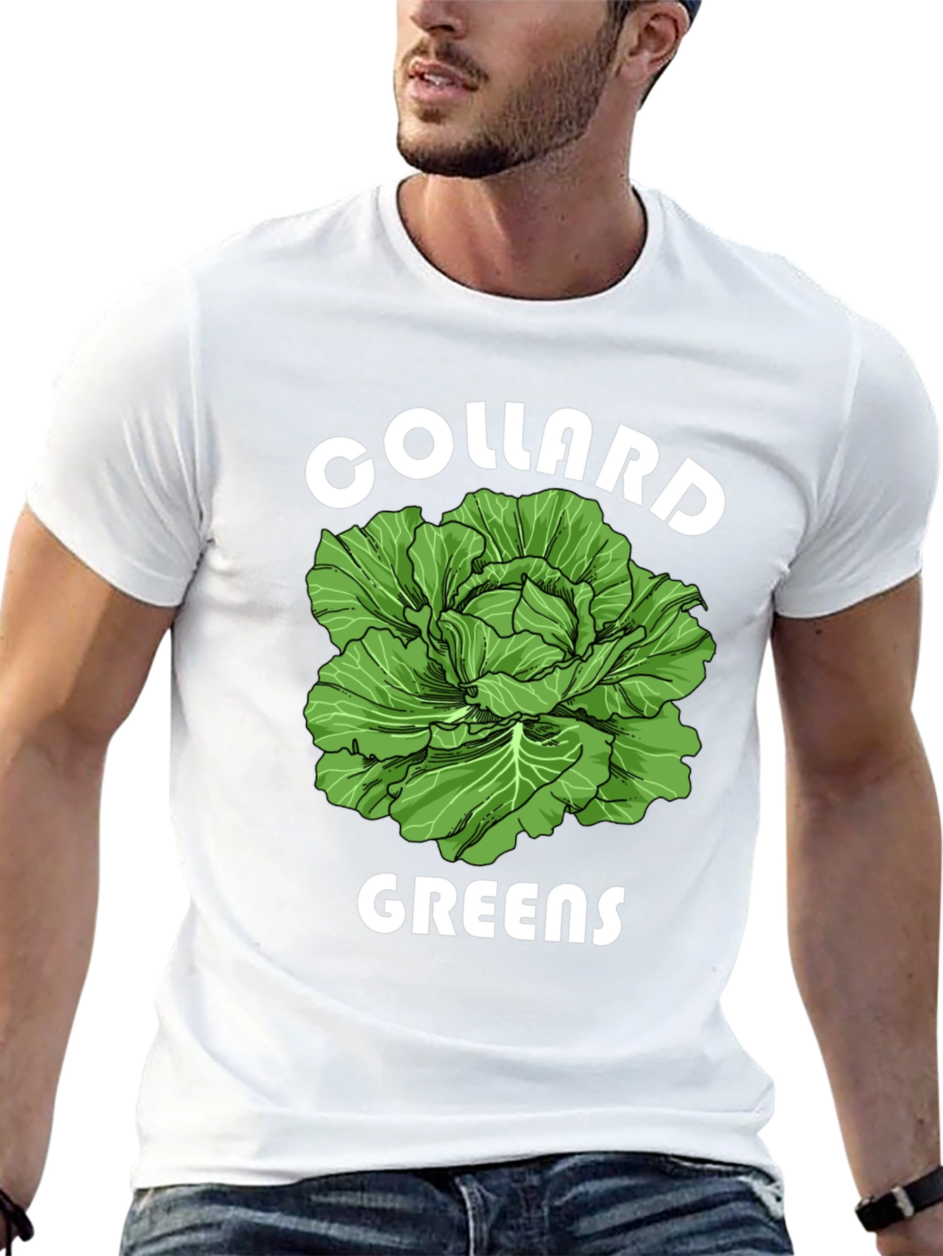 Black Collard Greens Graphic T-Shirt - Fresh Vegetable Tee view 13