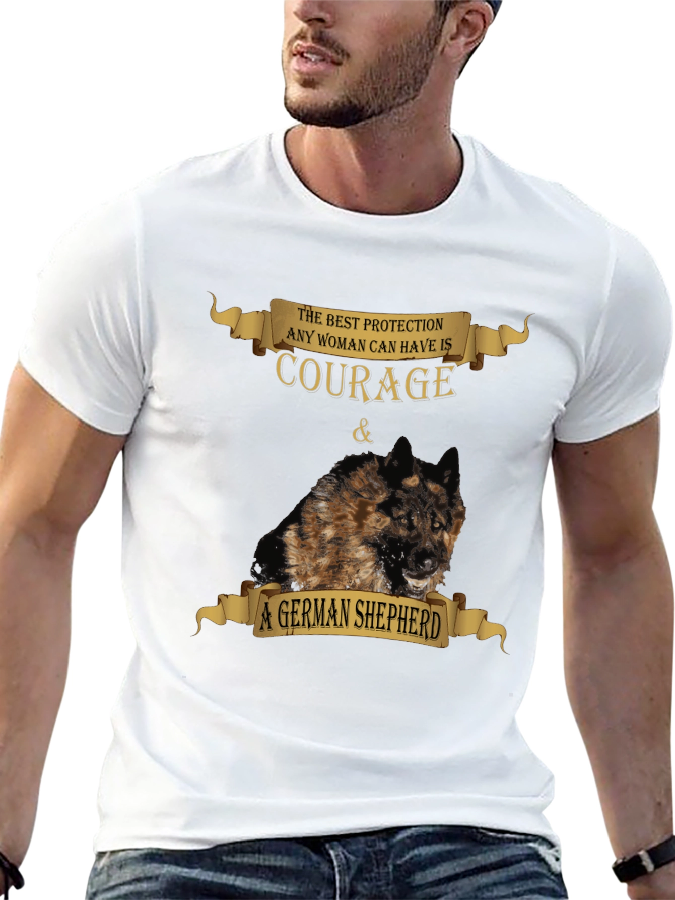 Black Courage & German Shepherd T-Shirt - Best Protection view 13
