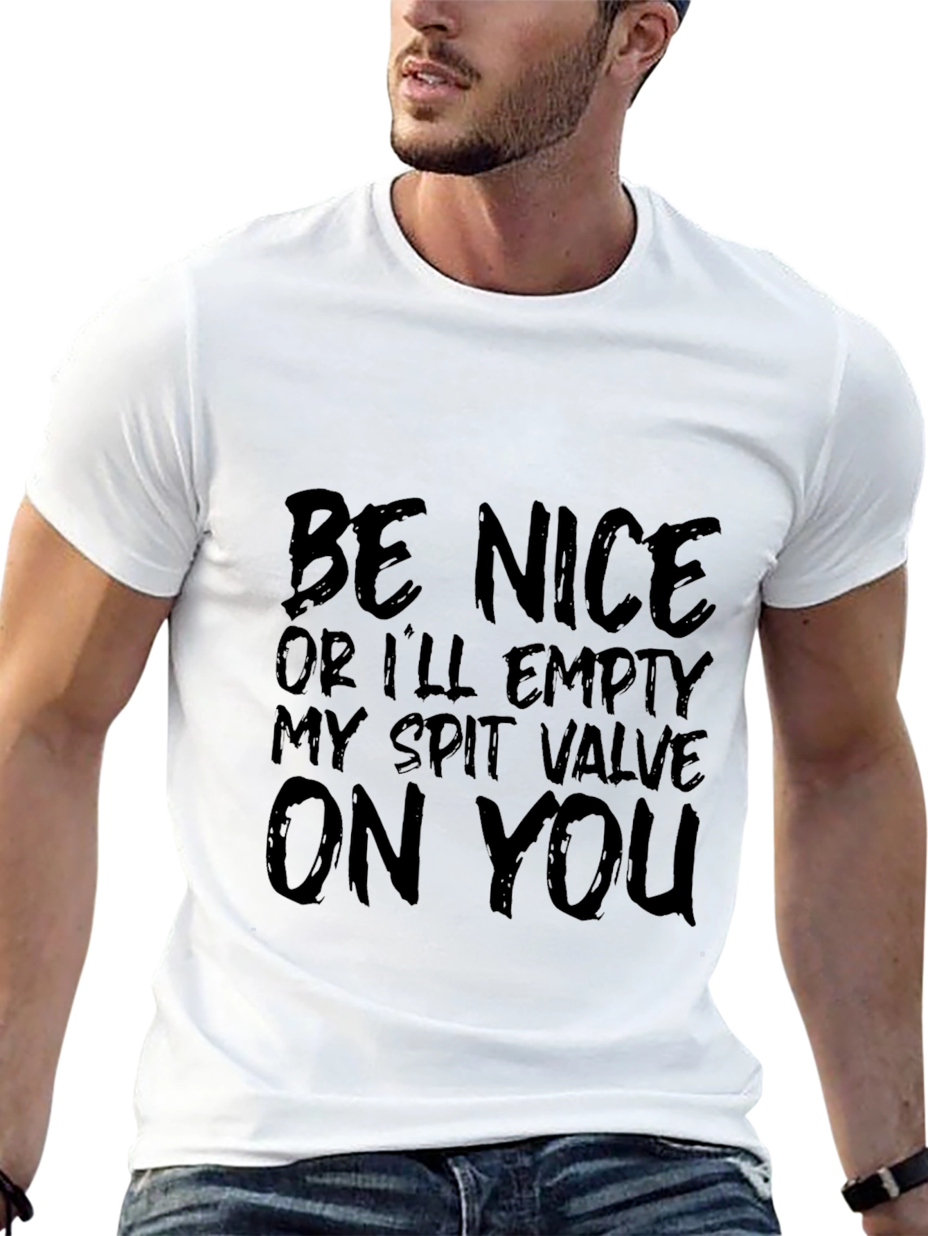 Black Be Nice Sarcastic Graphic Tee - Men's Black Cotton T-Shirt view 13