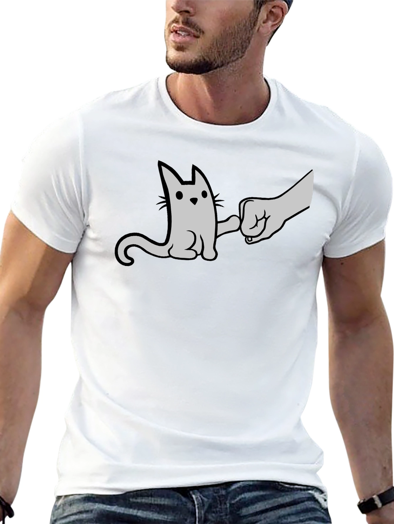 Black Cat Fist Bump Graphic T-Shirt - Black view 13