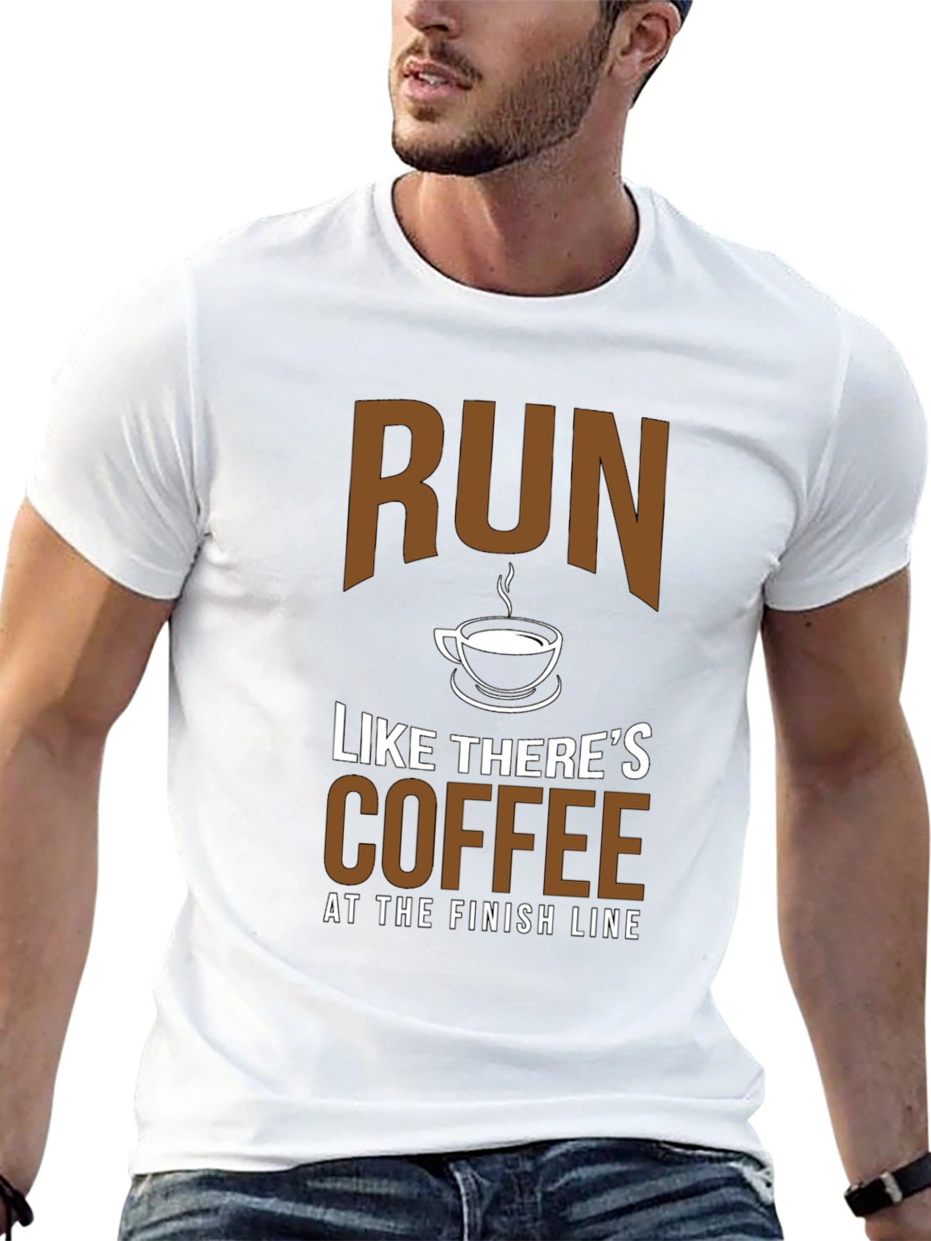 Black Run Like There's Coffee T-Shirt - Funny Running Tee view 13