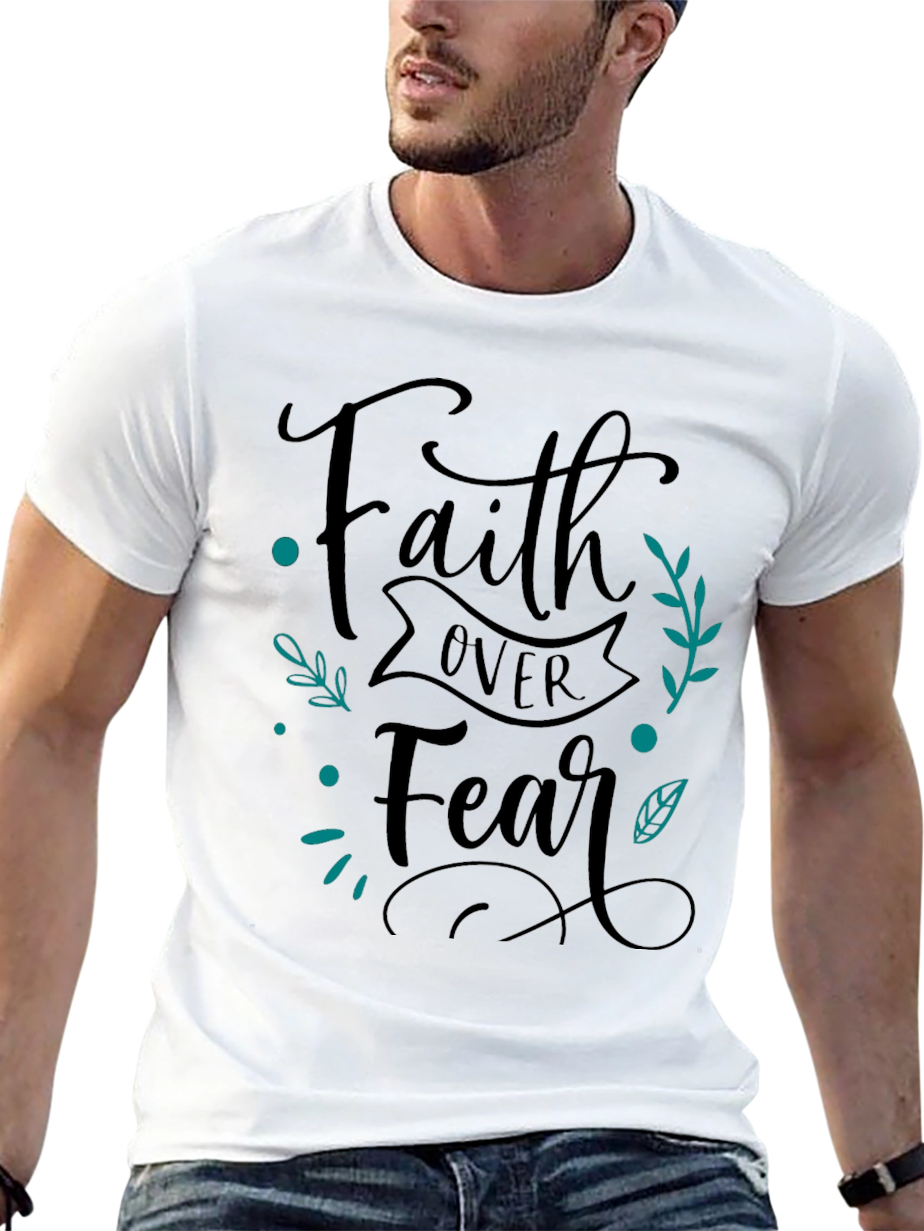 Black Faith Over Fear Graphic Tee - Unisex Black T-Shirt view 13
