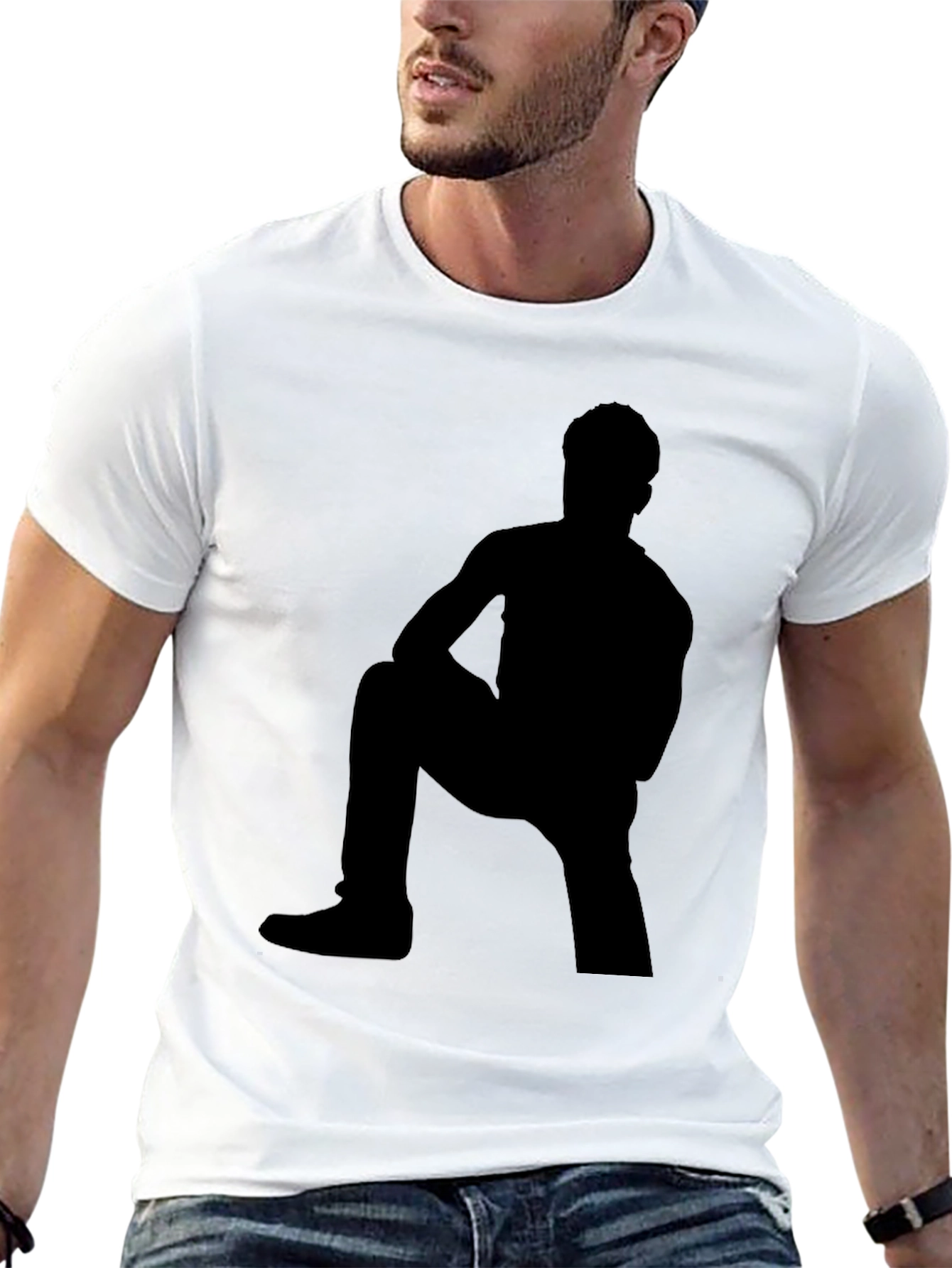 Black Shadow Figure Graphic Tee - Black Cotton Shirt view 13