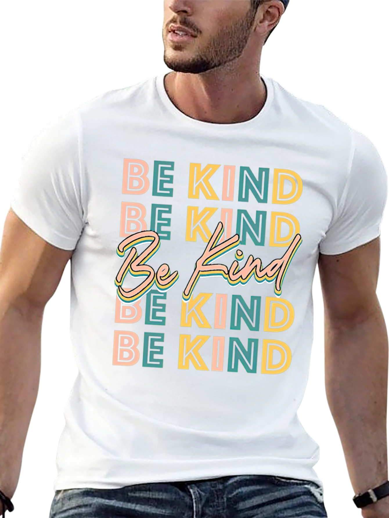 Black Be Kind Graphic Tee - Retro Style Kindness T-Shirt view 13