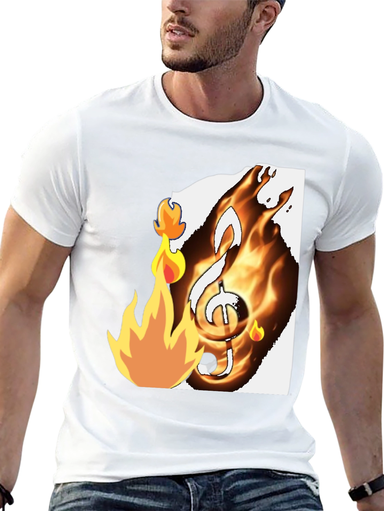 Black Fiery Music Note Graphic T-Shirt - Black view 13