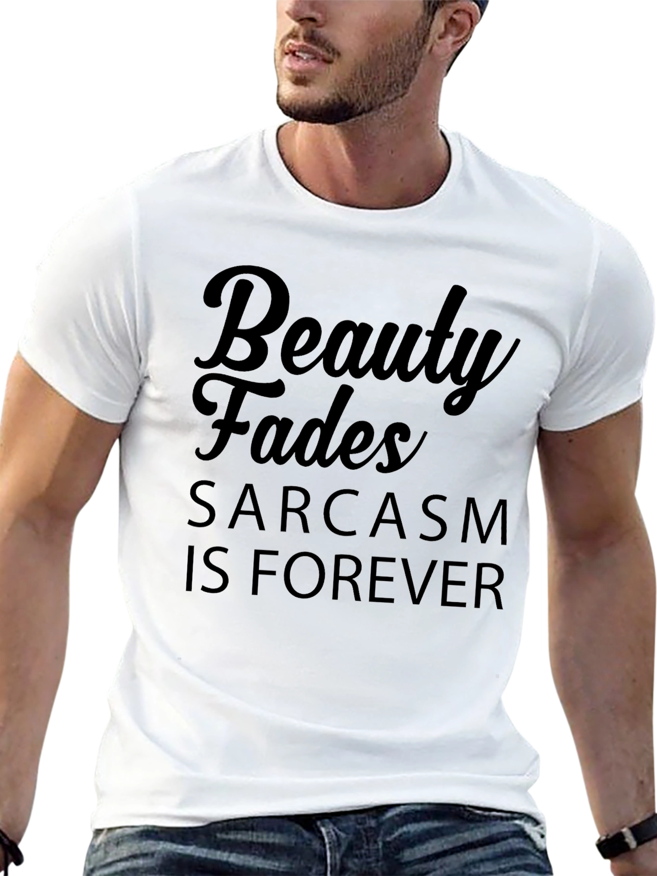 Black Beauty Fades Sarcasm is Forever Black Graphic T-Shirt view 13