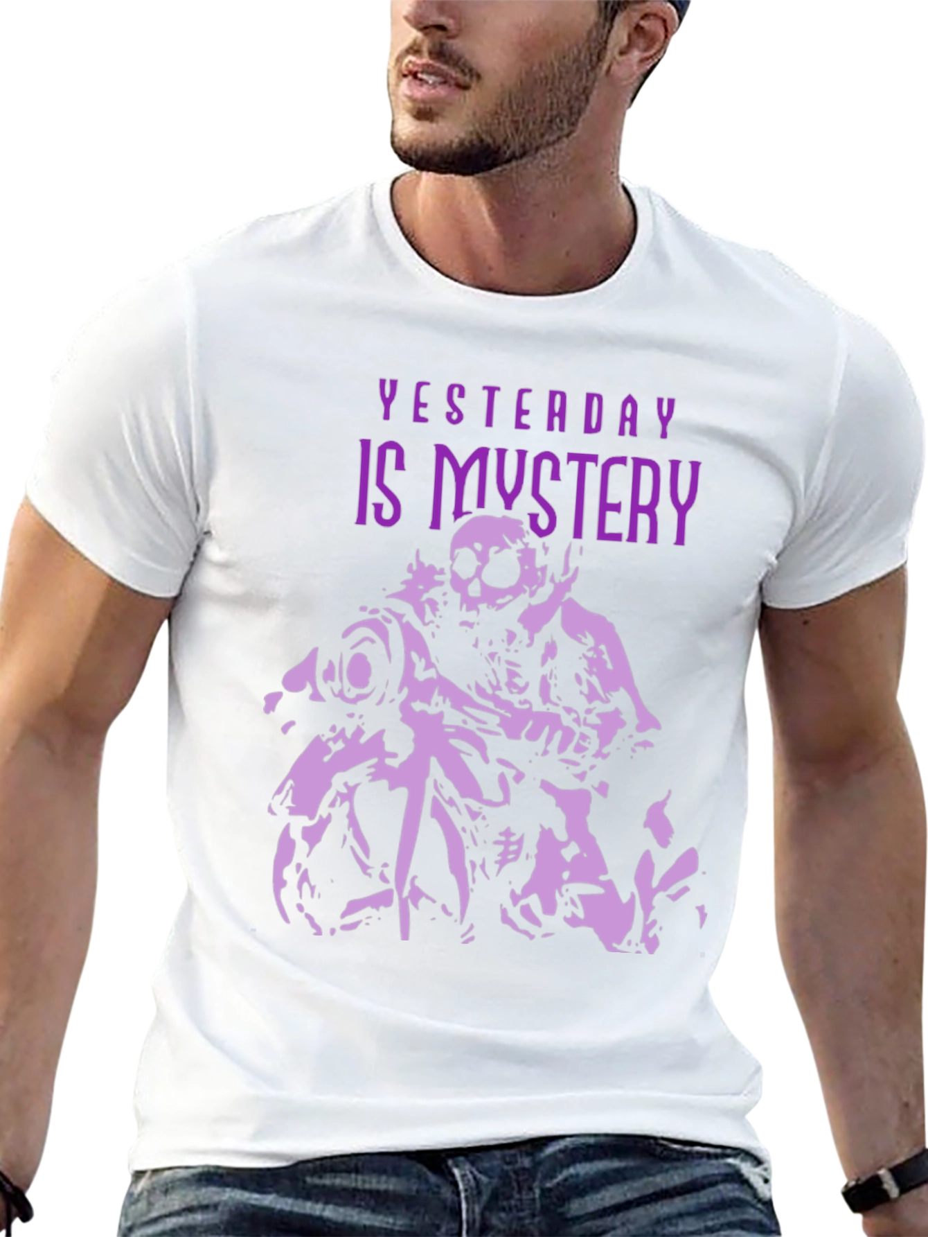 Black Yesterday is Mystery Skeleton Biker Graphic T-Shirt view 13