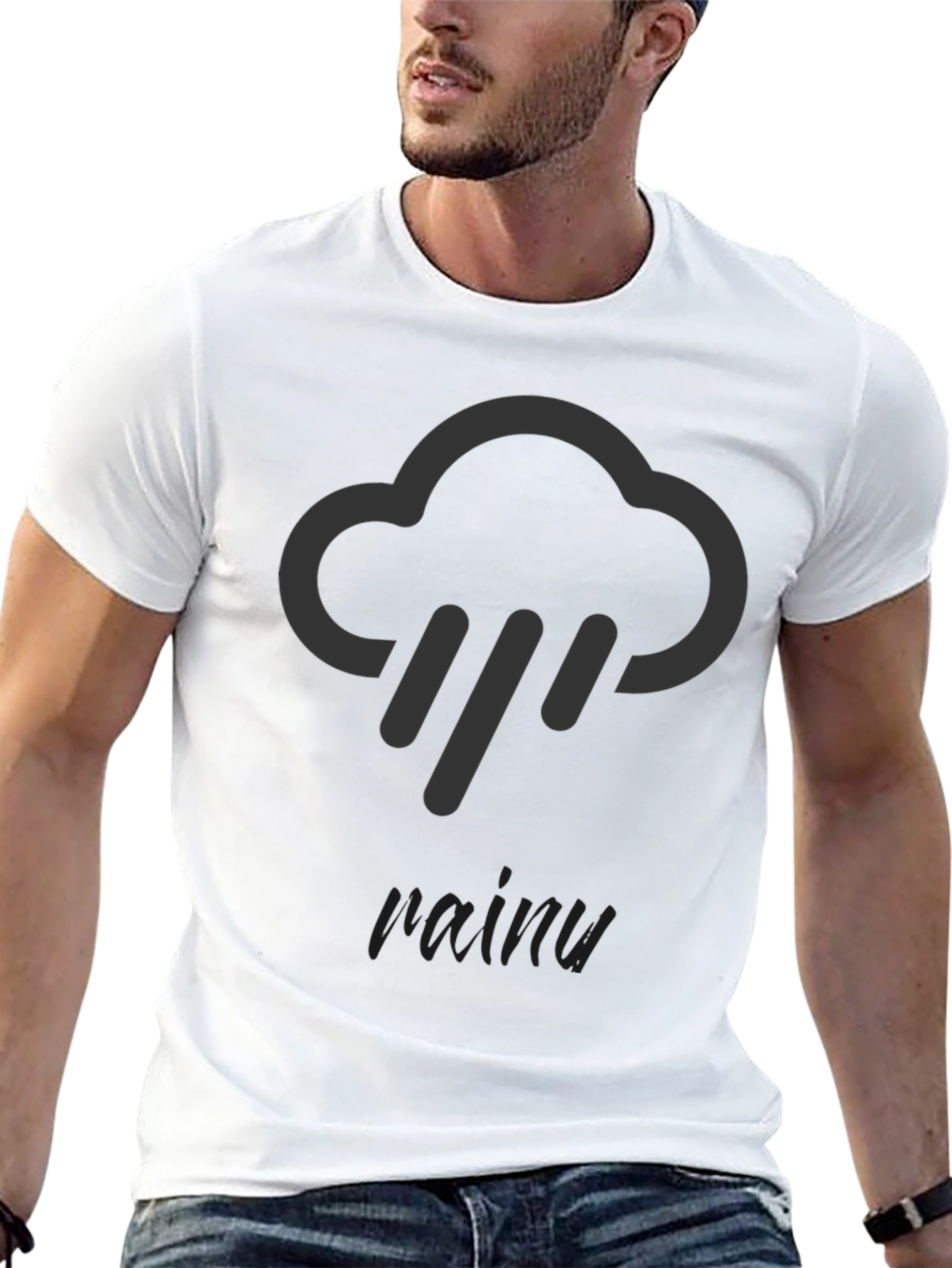Black Rainy Day Cloud Graphic T-Shirt view 13