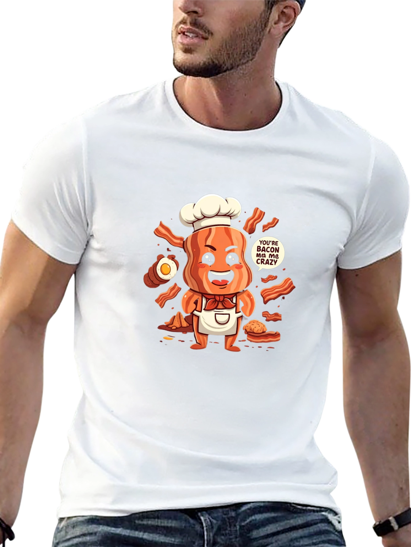 Black Funny Bacon Chef T-Shirt view 13