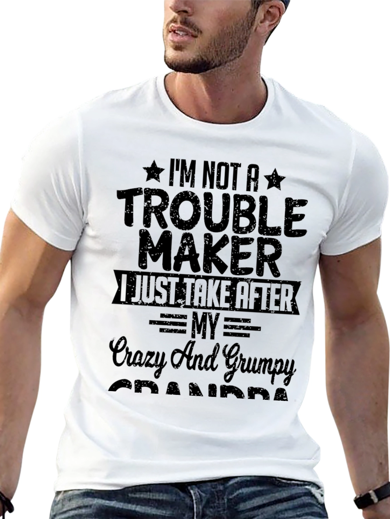 Black I'm Not A Trouble Maker T-Shirt view 13
