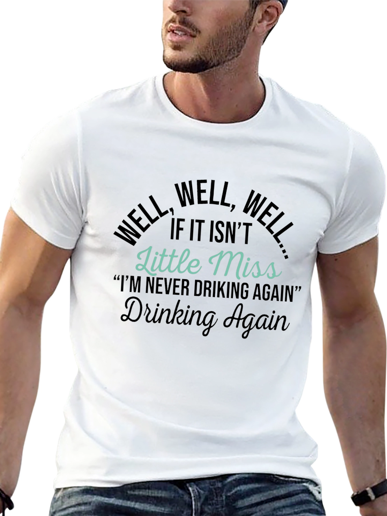 Black Funny Drinking Again T-Shirt view 13