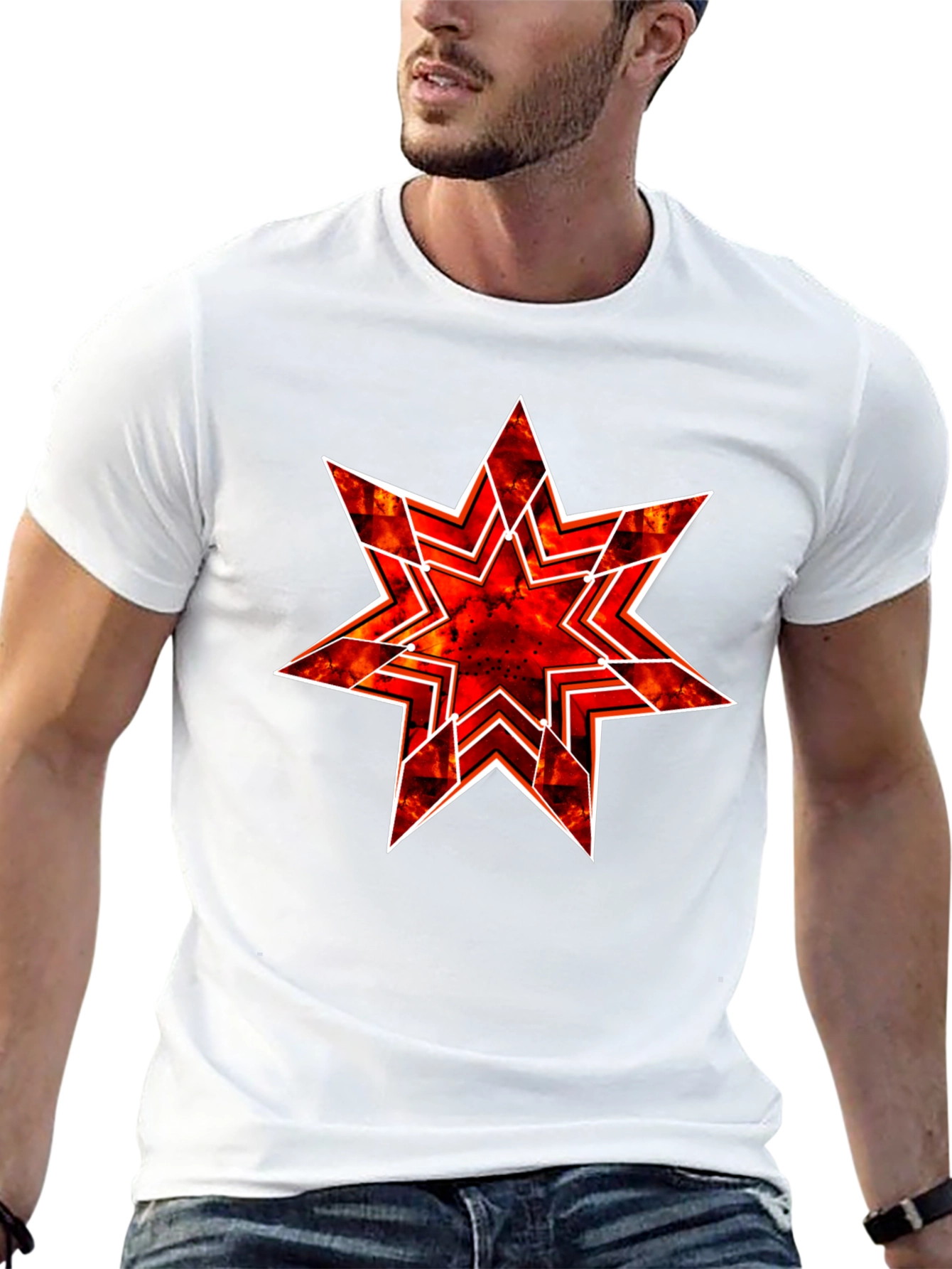Black Fiery Starburst Graphic Tee - Bold Statement Shirt view 13