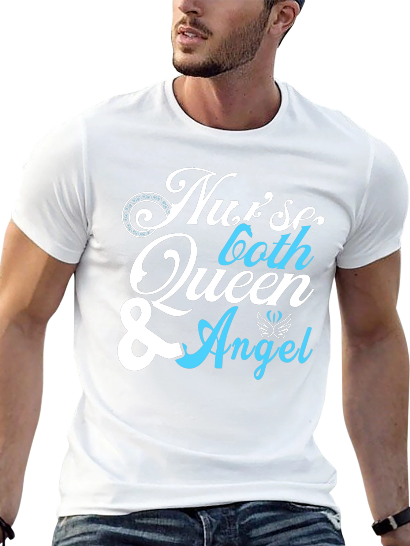 Black Nurse Queen & Angel Graphic T-Shirt - Unisex view 13