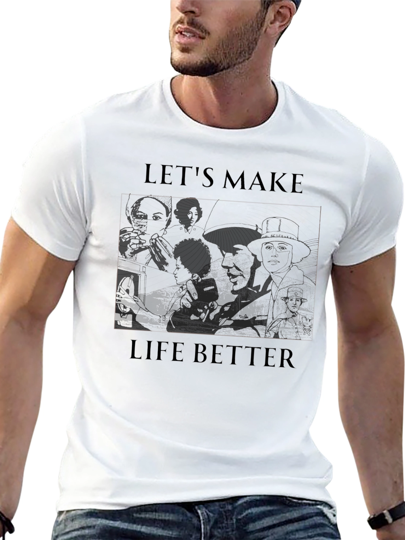 Black Let's Make Life Better Graphic Tee view 13