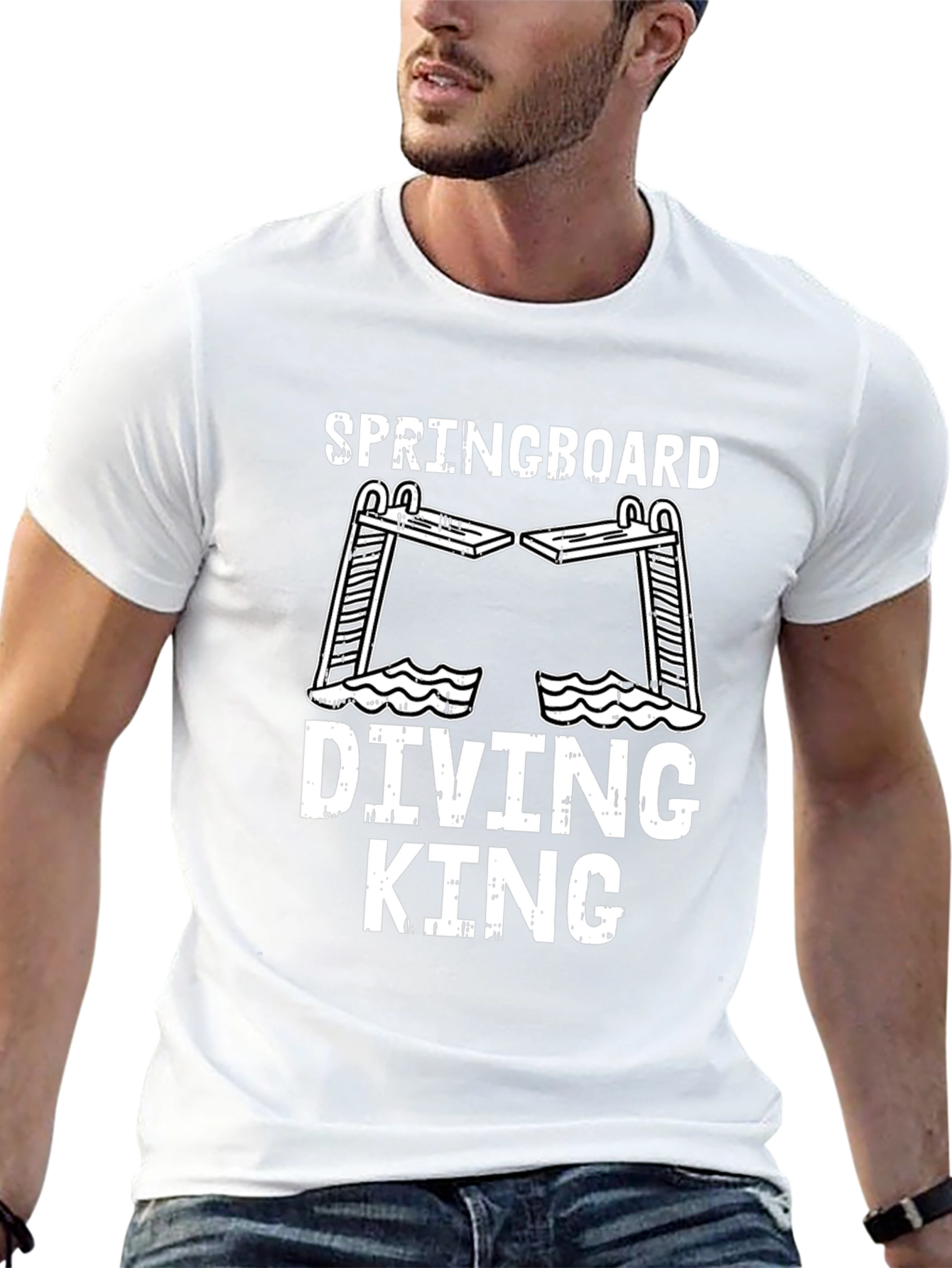 Black Springboard Diving King Graphic T-Shirt view 13