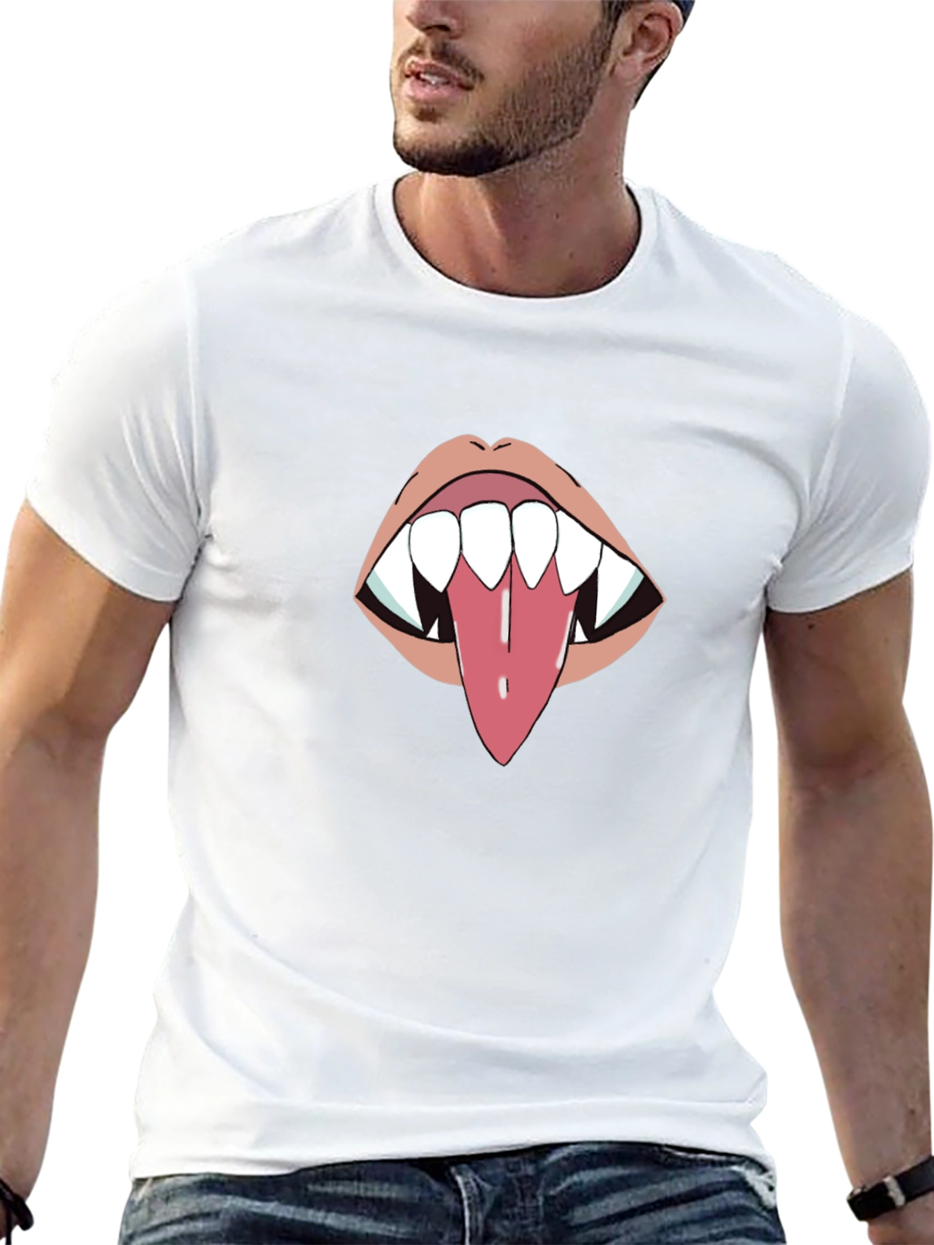 Black Vampire Tongue Graphic T-Shirt - Black view 13