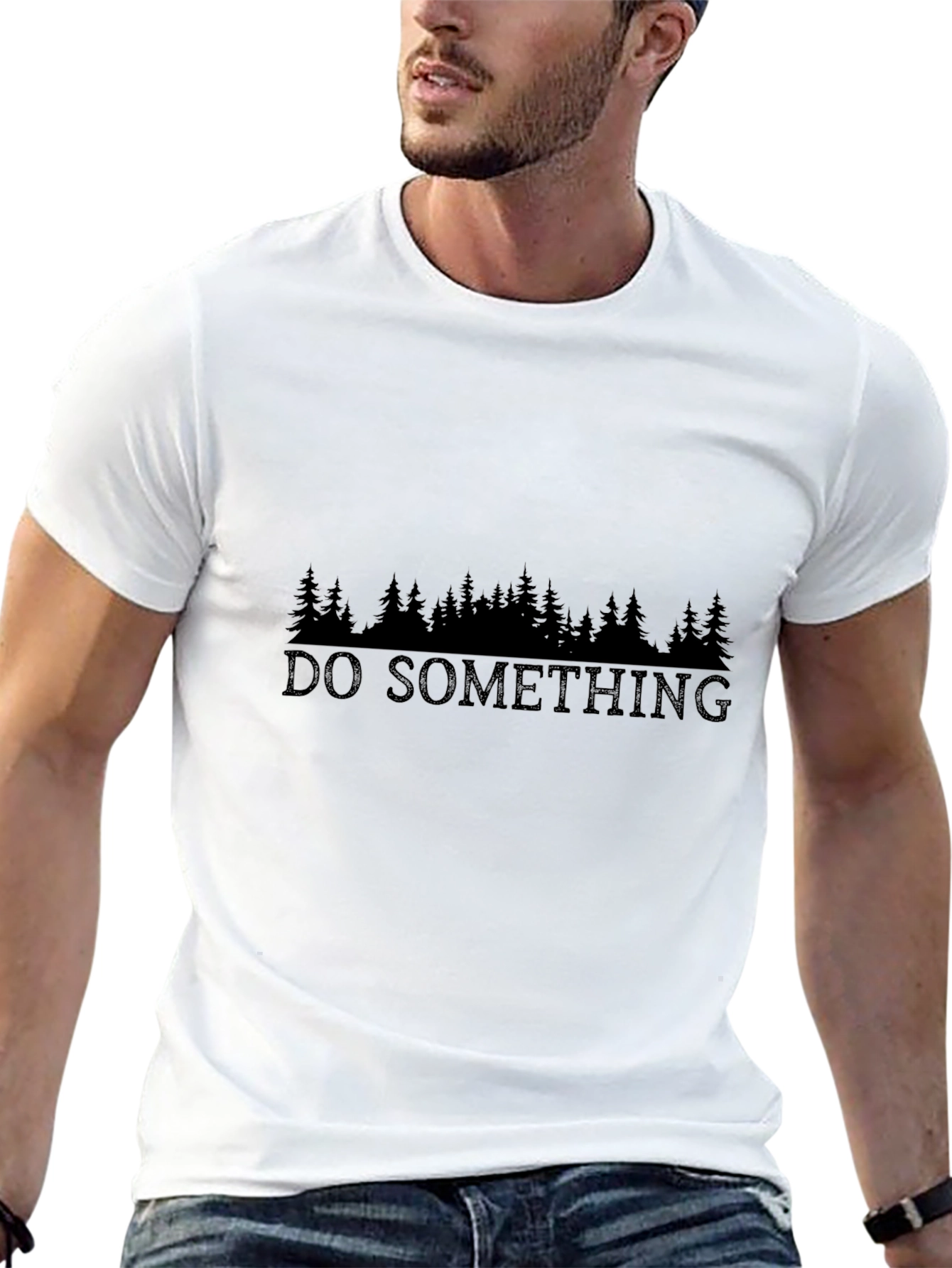 Black Do Something Trees Black Graphic Tee Shirt view 13
