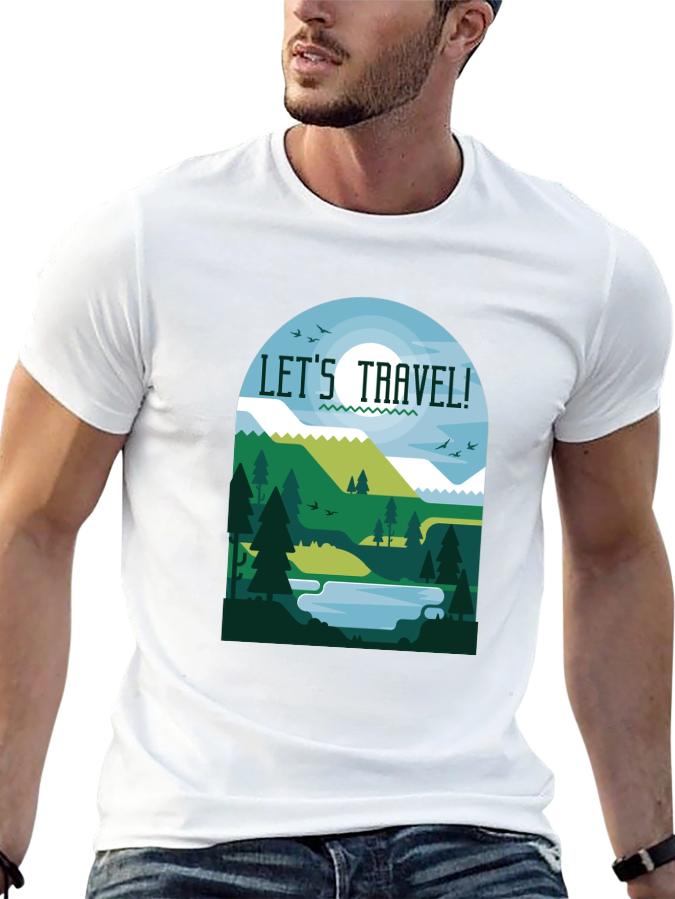 Black Let's Travel T-Shirt - Nature Inspired Tee view 13