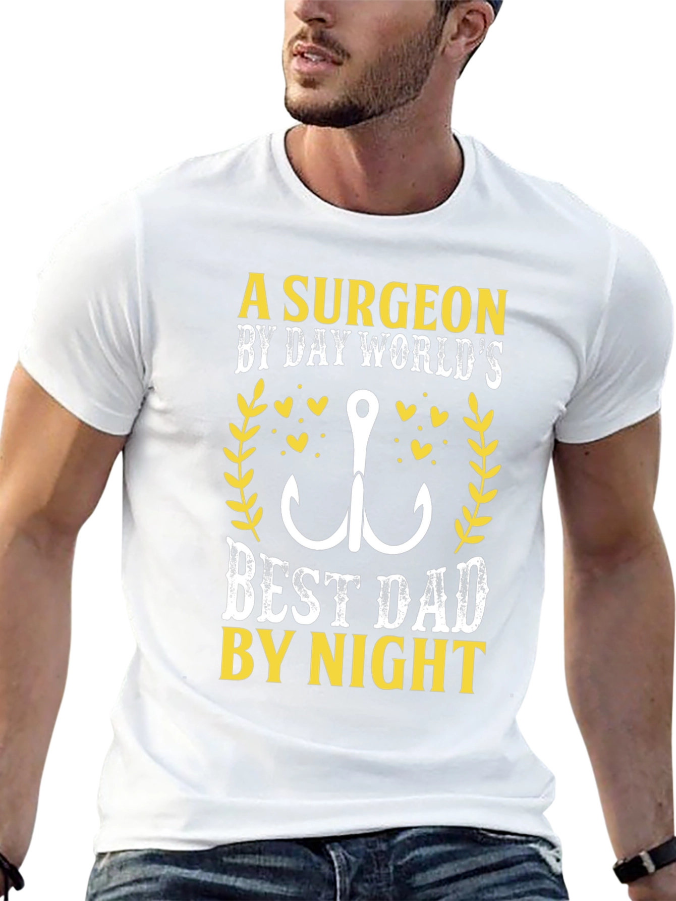 Black Surgeon Dad T-Shirt - Fishing Hook Graphic Novelty Tee view 13