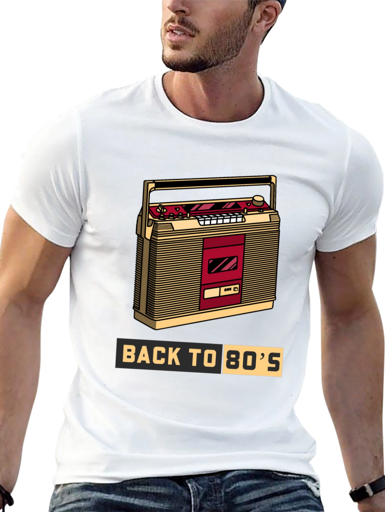 Black Back to the 80s Retro Boombox T-Shirt view 13