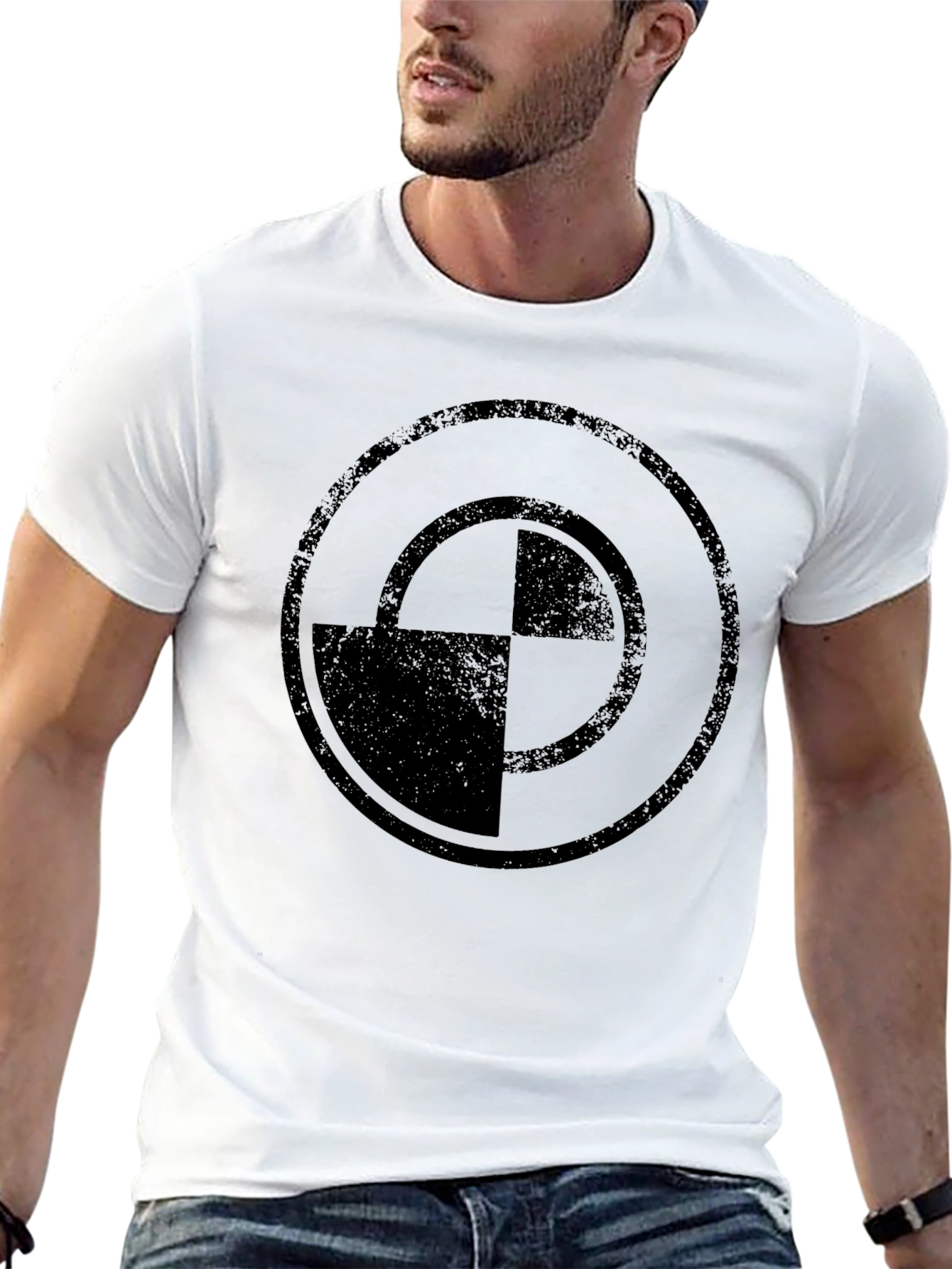 Black Geometric Circle Graphic Print Black Tee view 13