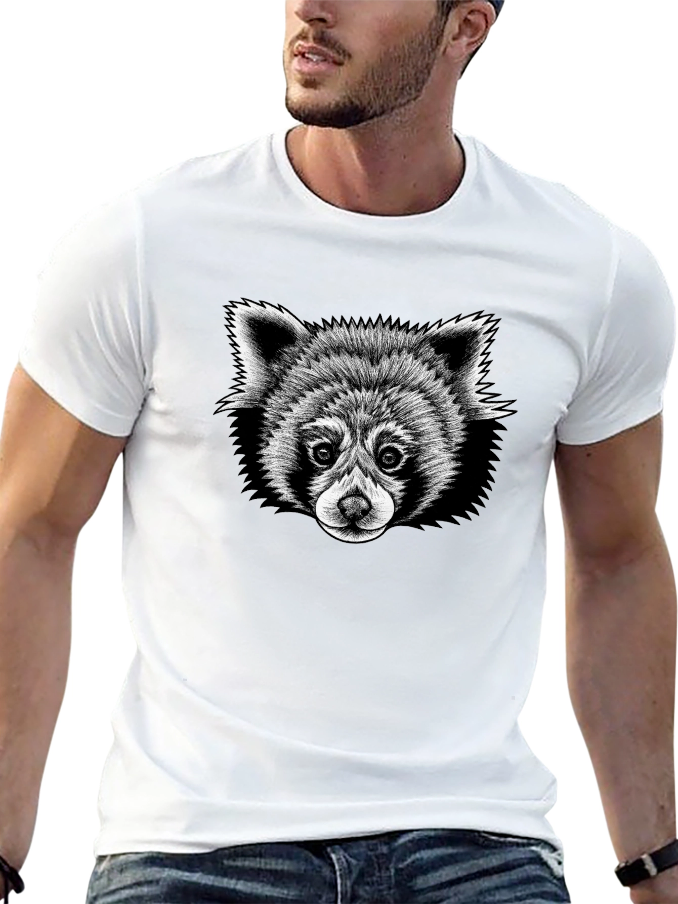 Black Red Panda Graphic Tee - Soft Black T-Shirt view 13
