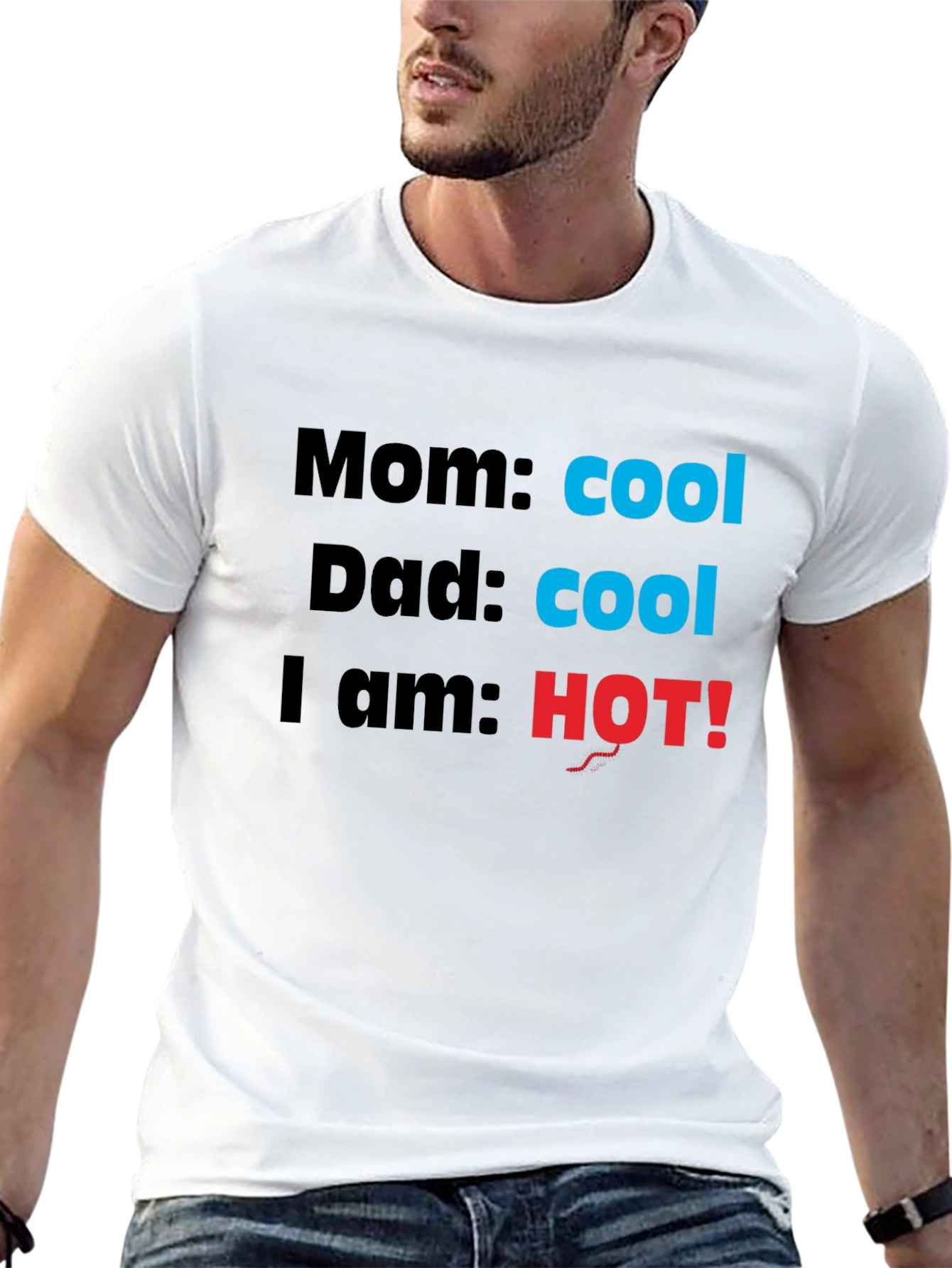 Black Cool Mom & Dad, I'm HOT! Novelty T-Shirt view 13