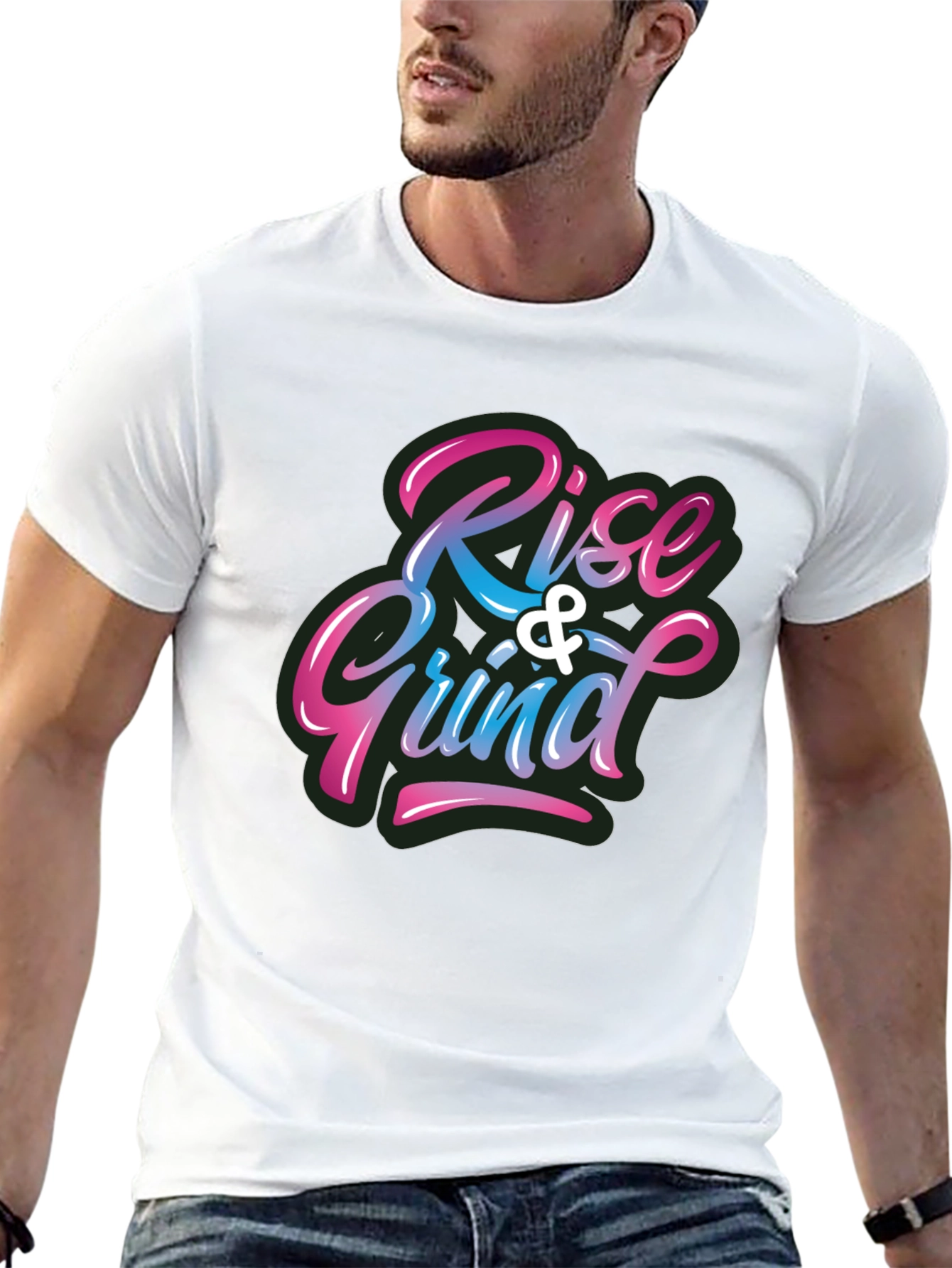 Black Rise & Grind Graphic Print Crew Neck T-Shirt view 13