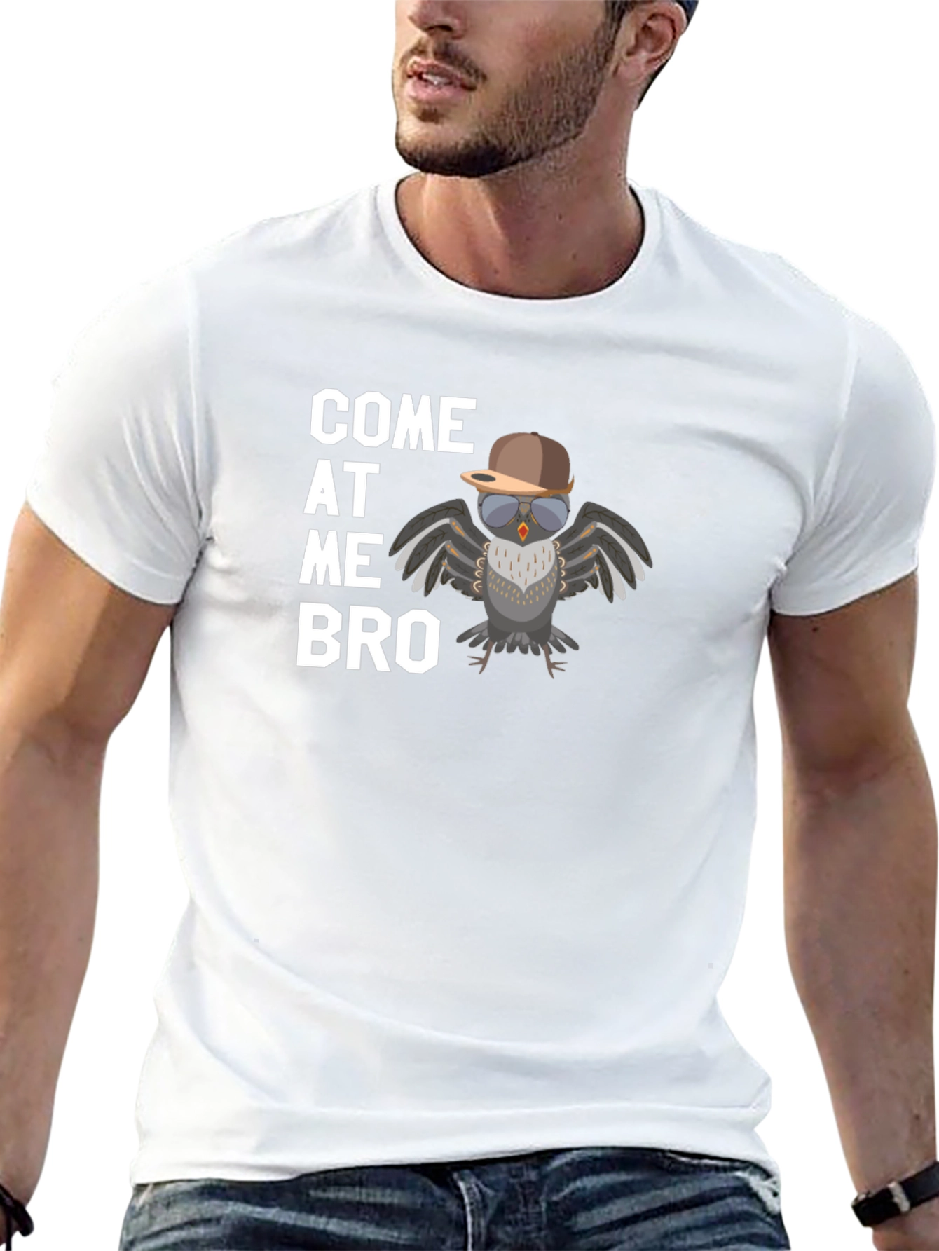 Black Come At Me Bro Owl Tee - Funny Bird T-Shirt view 13