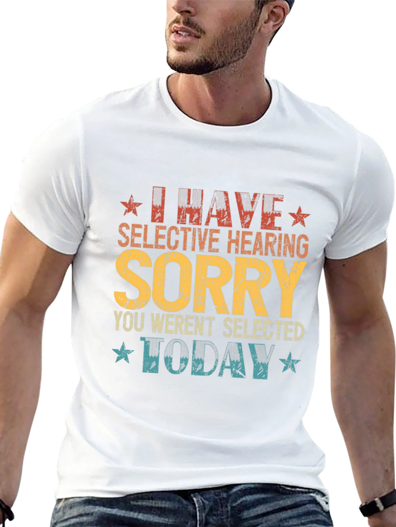 Black I Have Selective Hearing Funny Graphic Tee view 13
