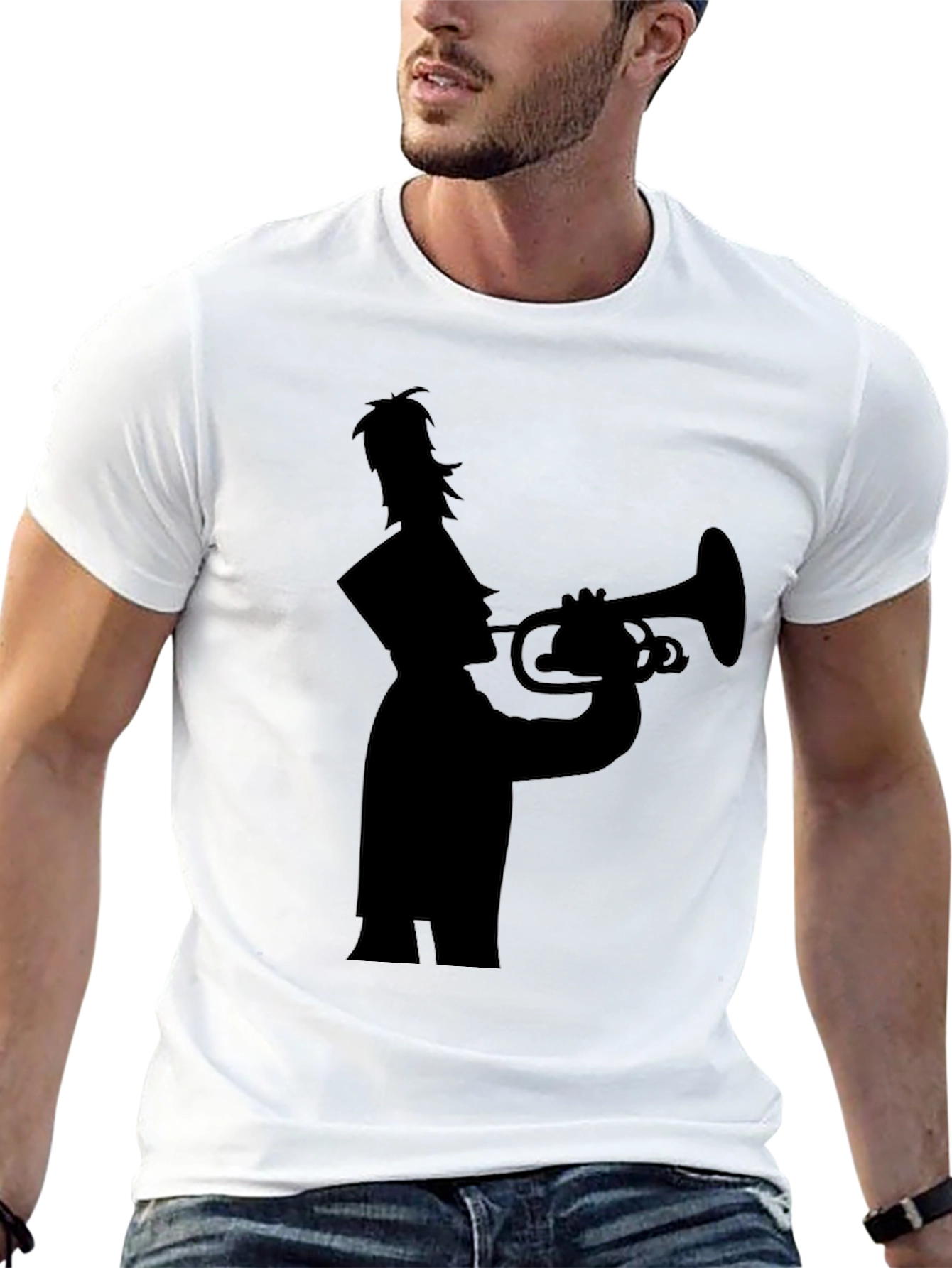 Black Trumpet Player Silhouette Tee - Black view 13
