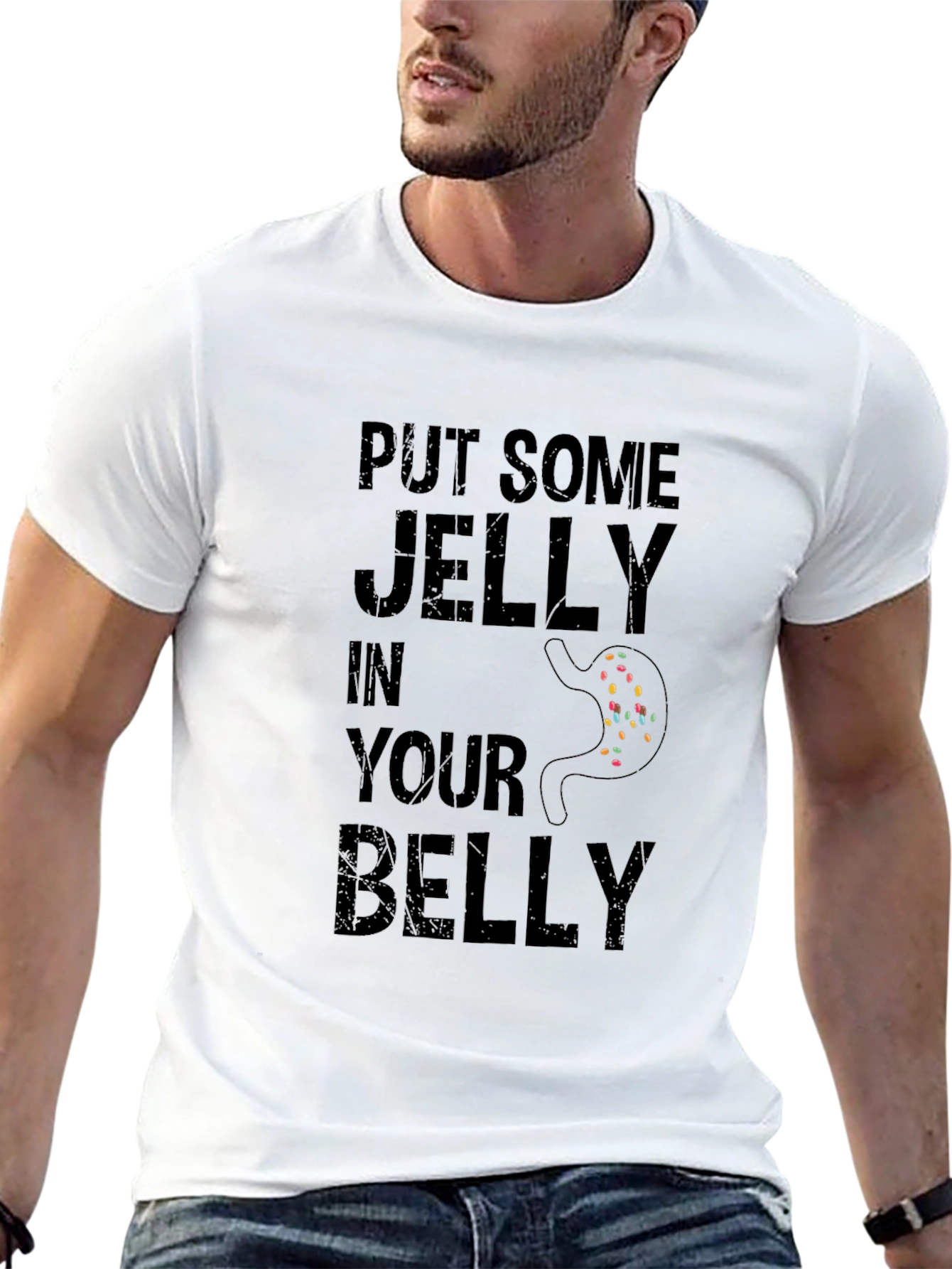 Black Funny 'Put Some Jelly in Your Belly' Black T-Shirt view 13