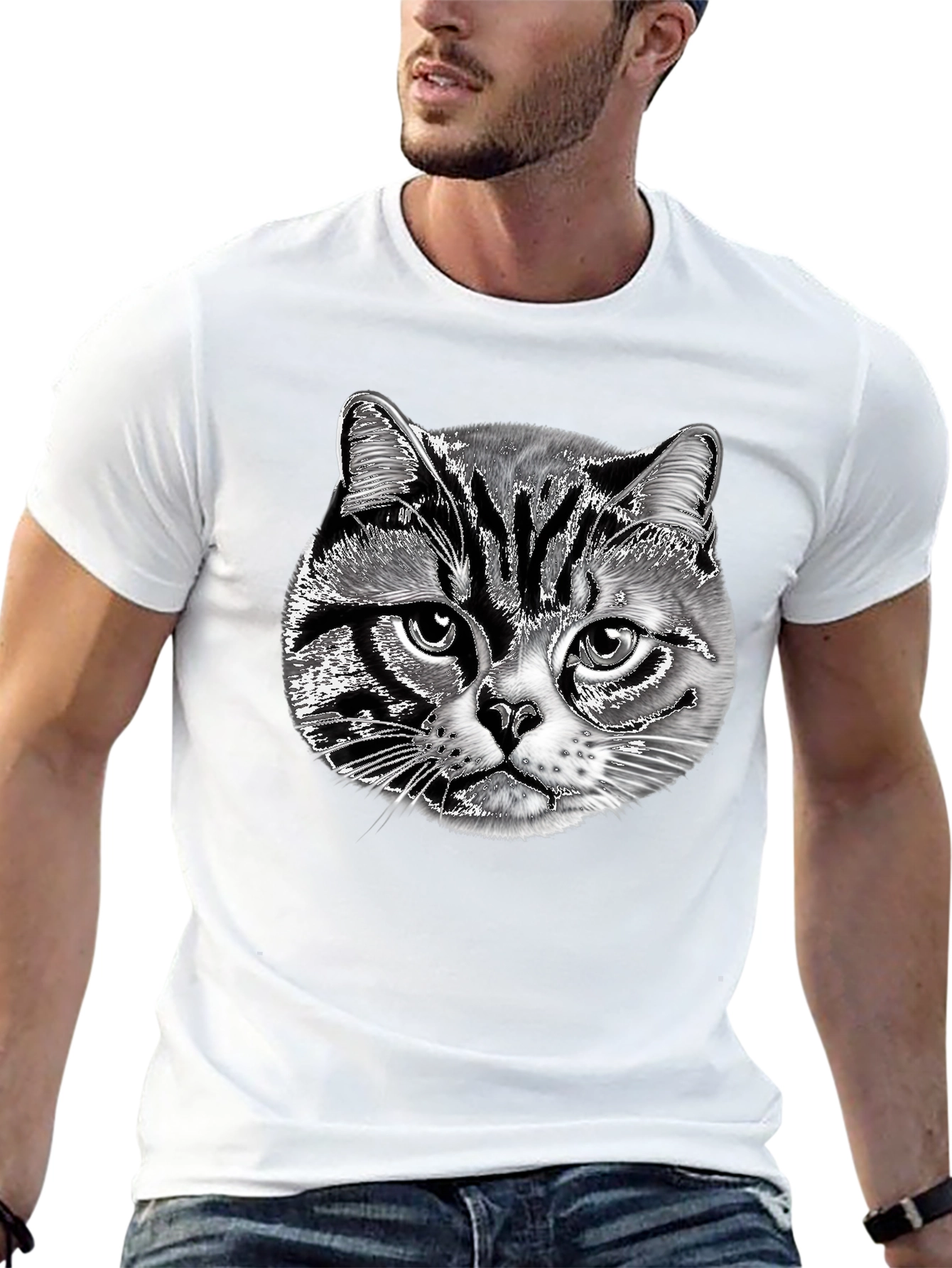 Black Cool Cat Graphic Black T-Shirt view 13