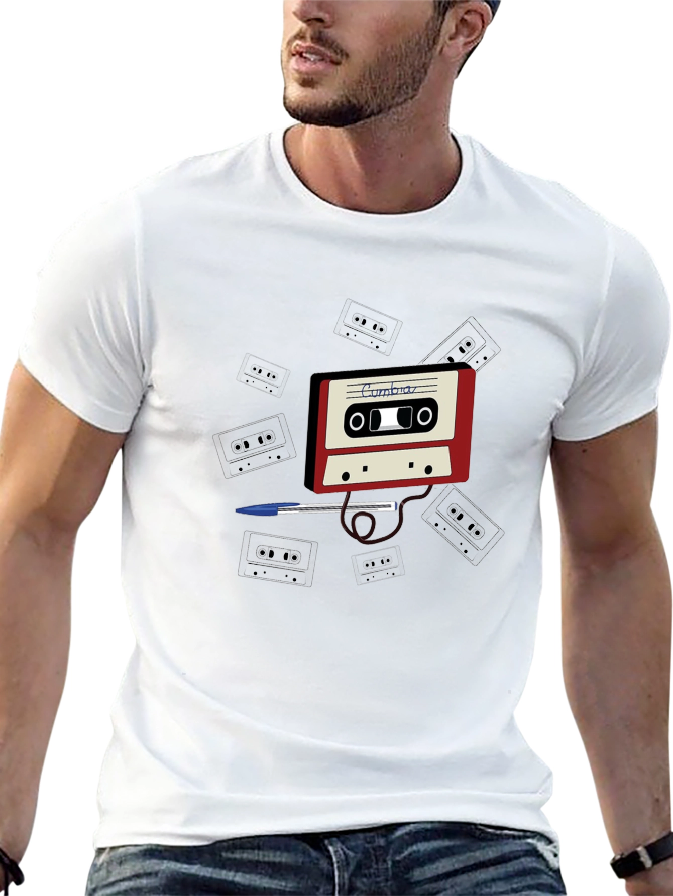 Black Retro Cassette Tape T-Shirt - Classic Design view 13