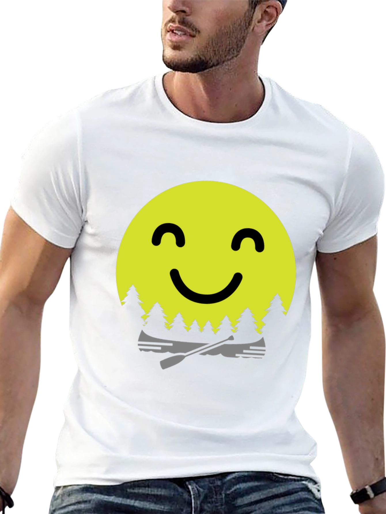 Black Smiley Face Camping T-Shirt - Adventure Awaits! view 13