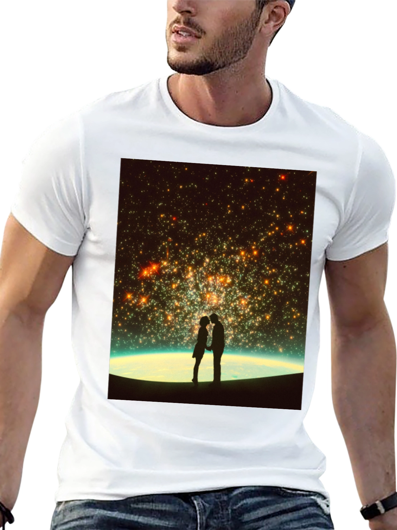 Black Romantic Stargaze T-Shirt - Unisex Black Tee view 13