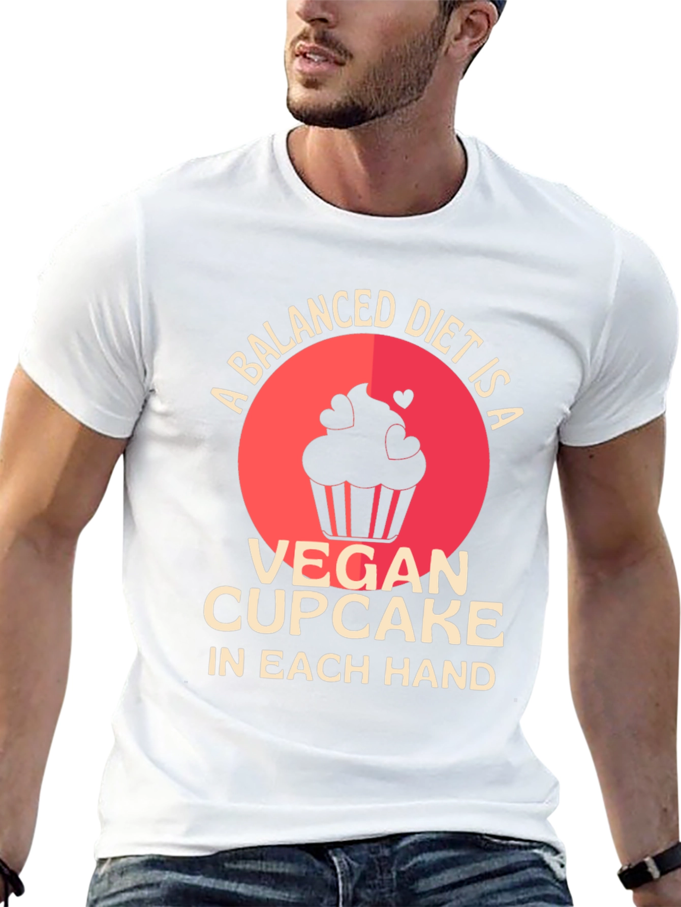 Black Vegan Cupcake Balanced Diet T-Shirt view 13