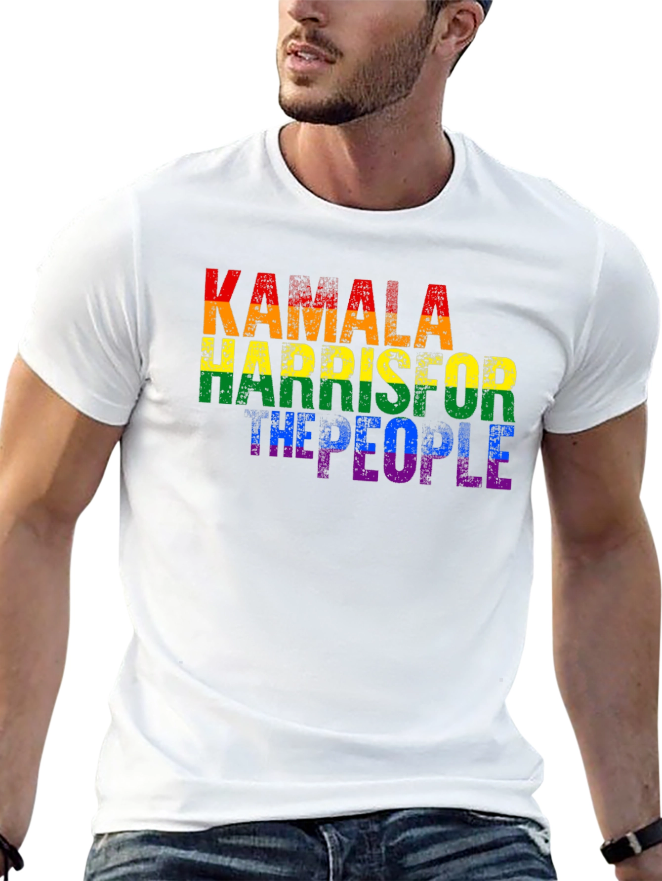 Black Kamala Harris For The People LGBT Pride T-Shirt view 13
