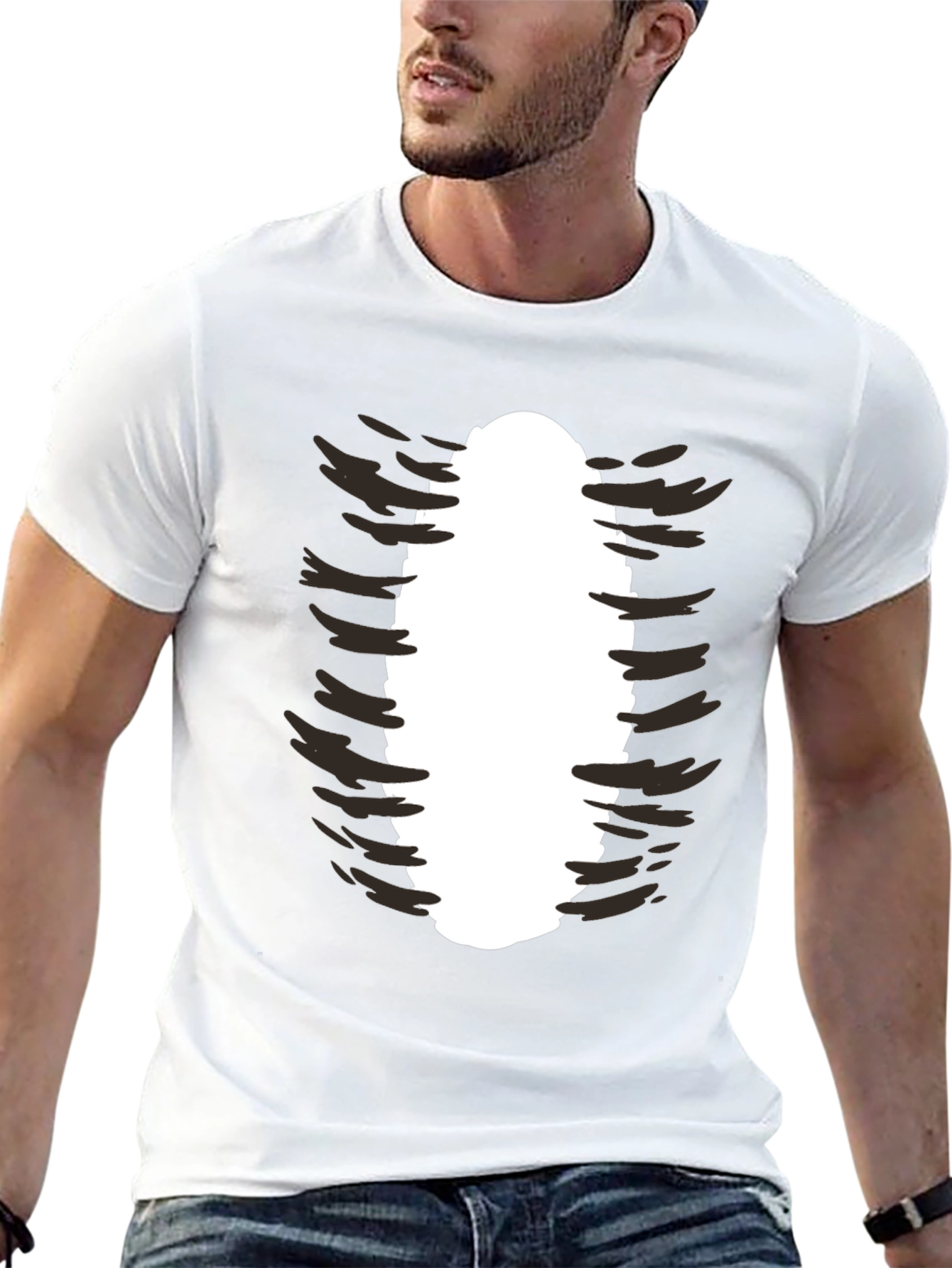 Black Ripped Rib Cage Graphic Tee - Black T-Shirt view 13