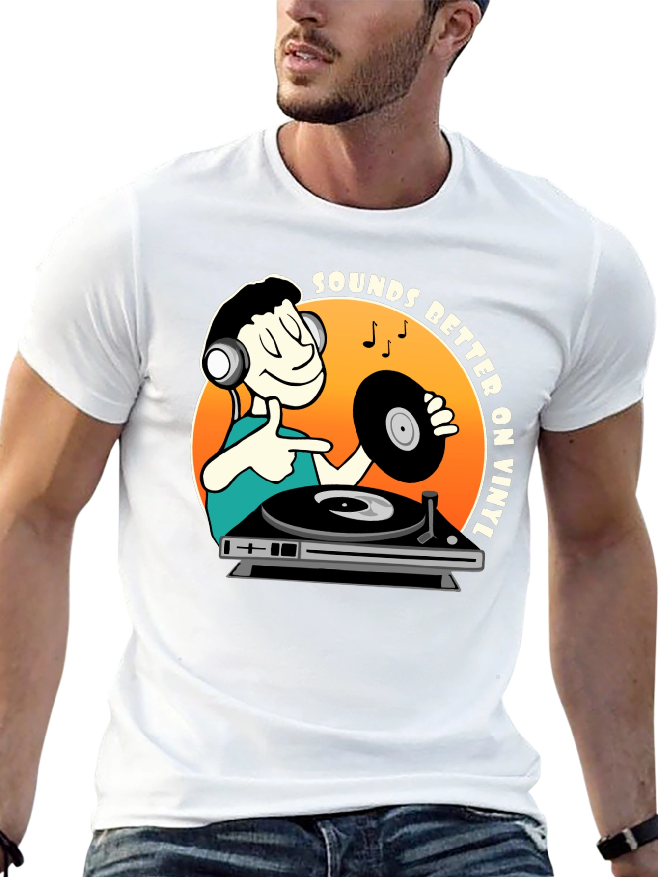 Black Sounds Better On Vinyl Men's Black T-Shirt view 13