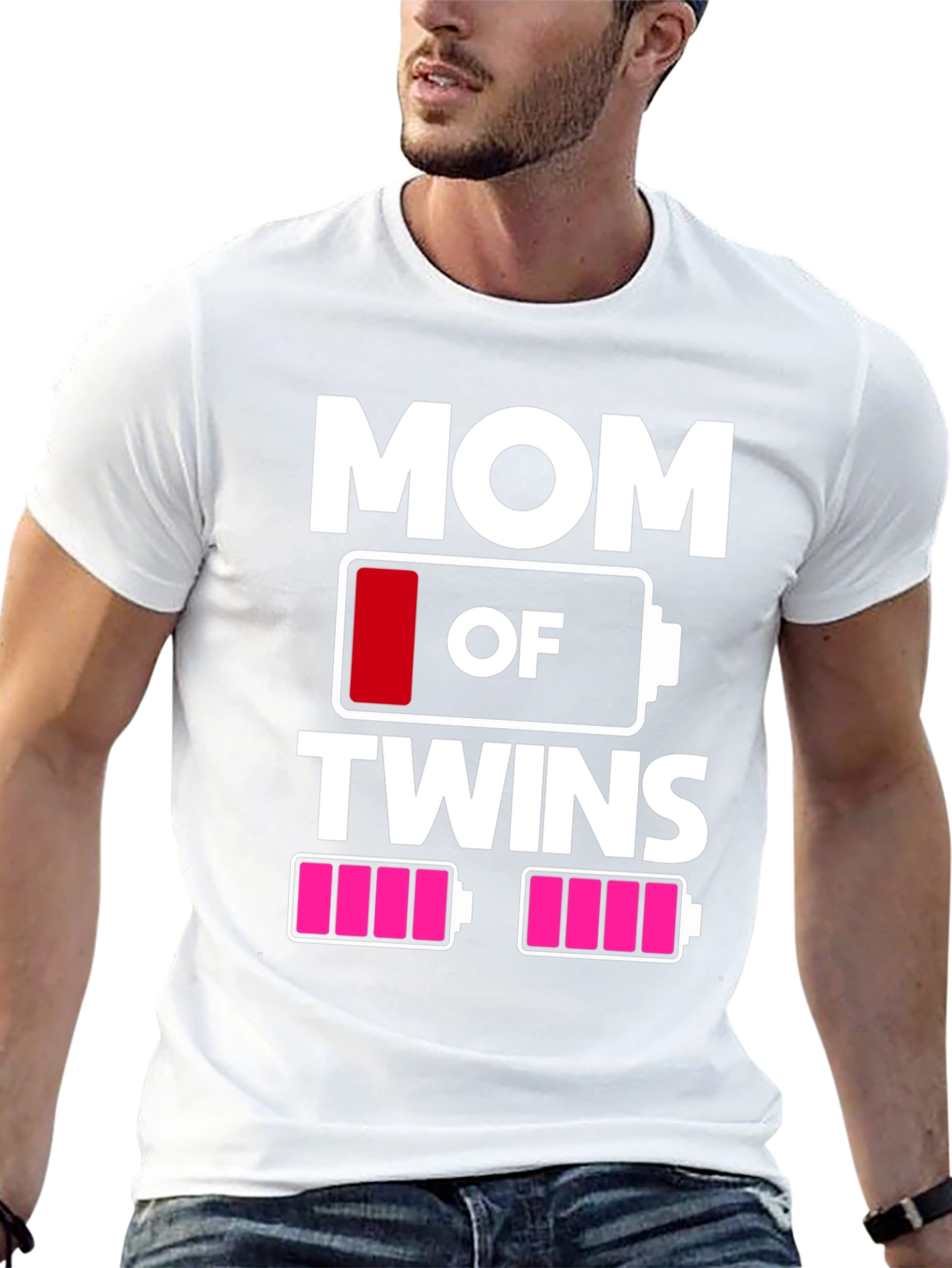 Black Mom of Twins T-Shirt - Low Battery Design view 13