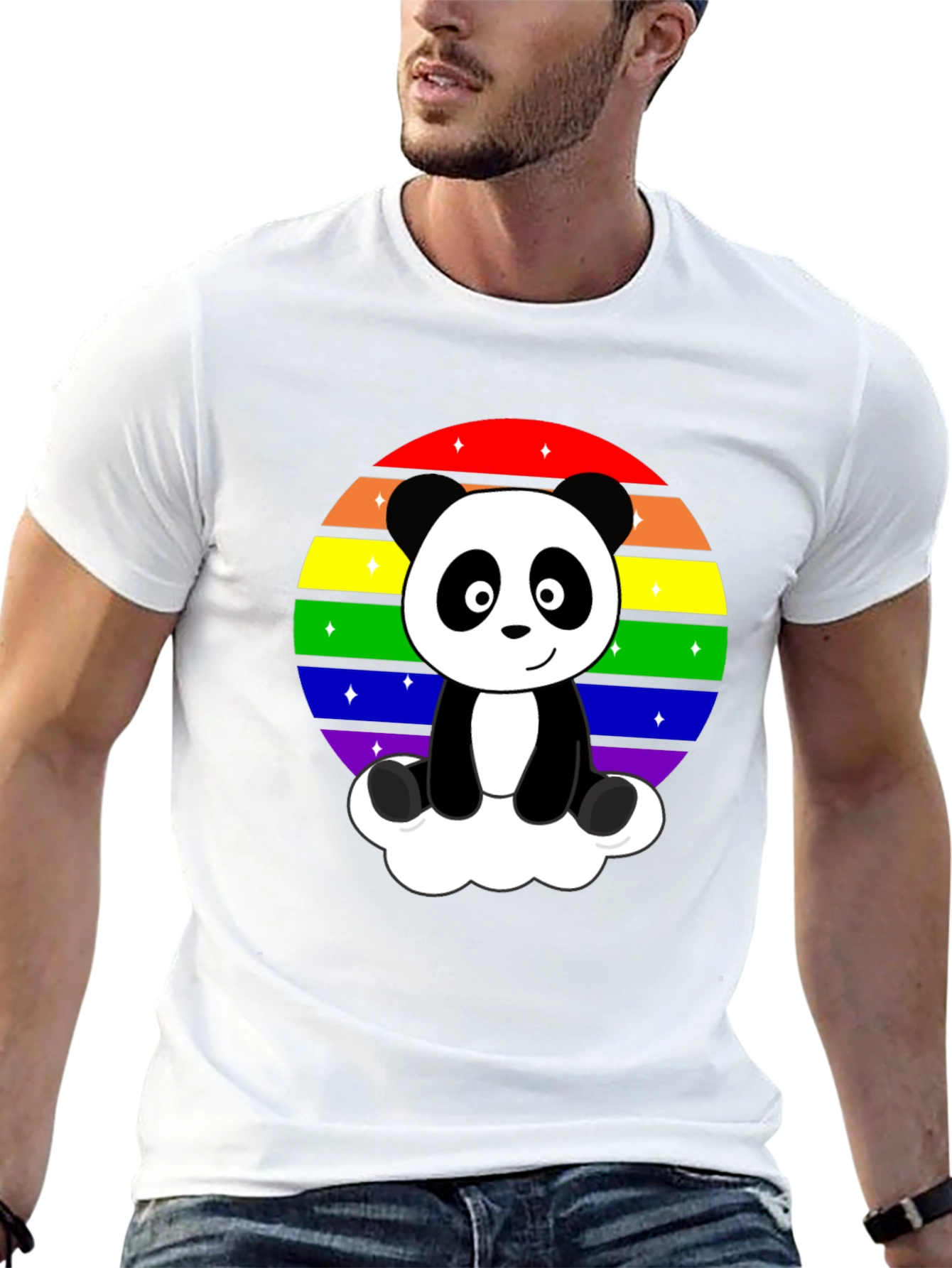 Black Rainbow Panda Graphic Tee view 13