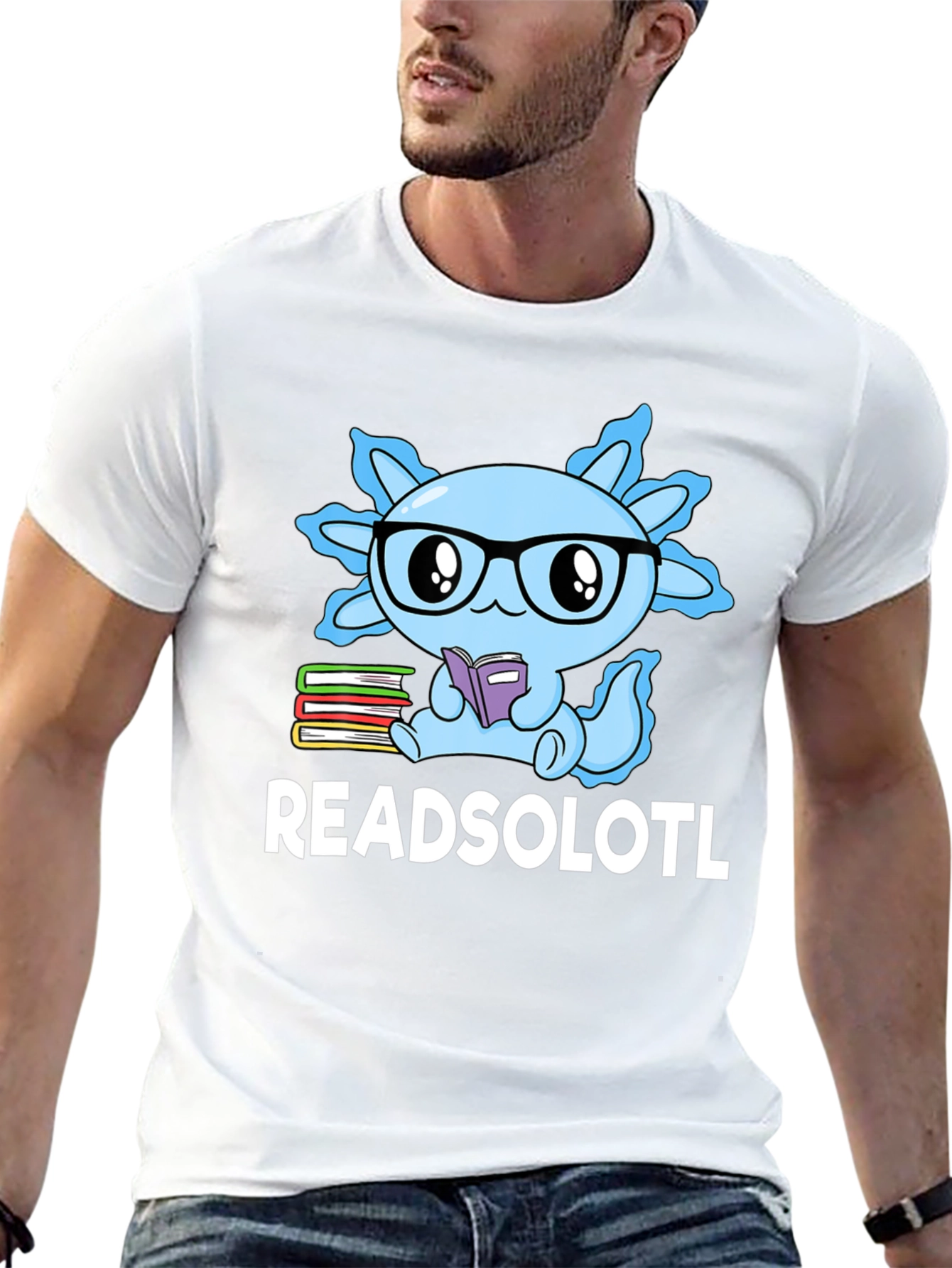 Black Readsolotl T-Shirt - Axolotl Reading Tee view 13