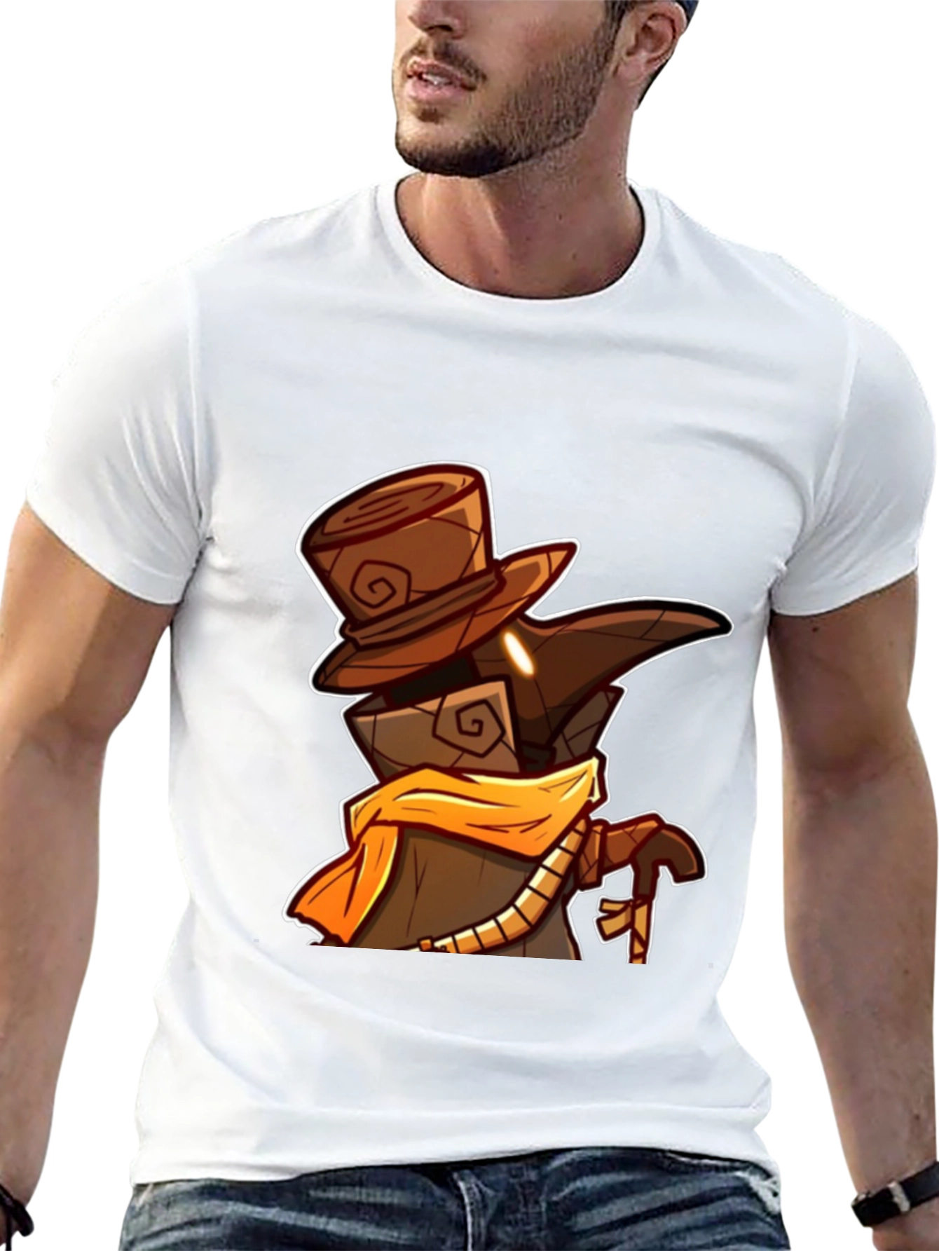 Black Plague Doctor Cartoon Graphic T-Shirt view 13