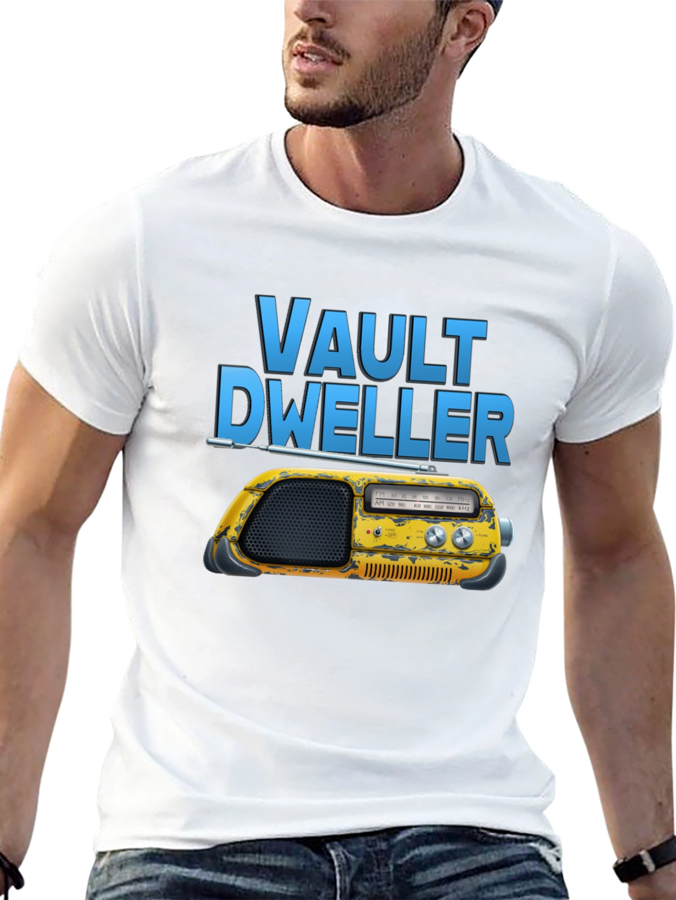 Black Vault Dweller Radio T-Shirt - Black Cotton Tee view 13