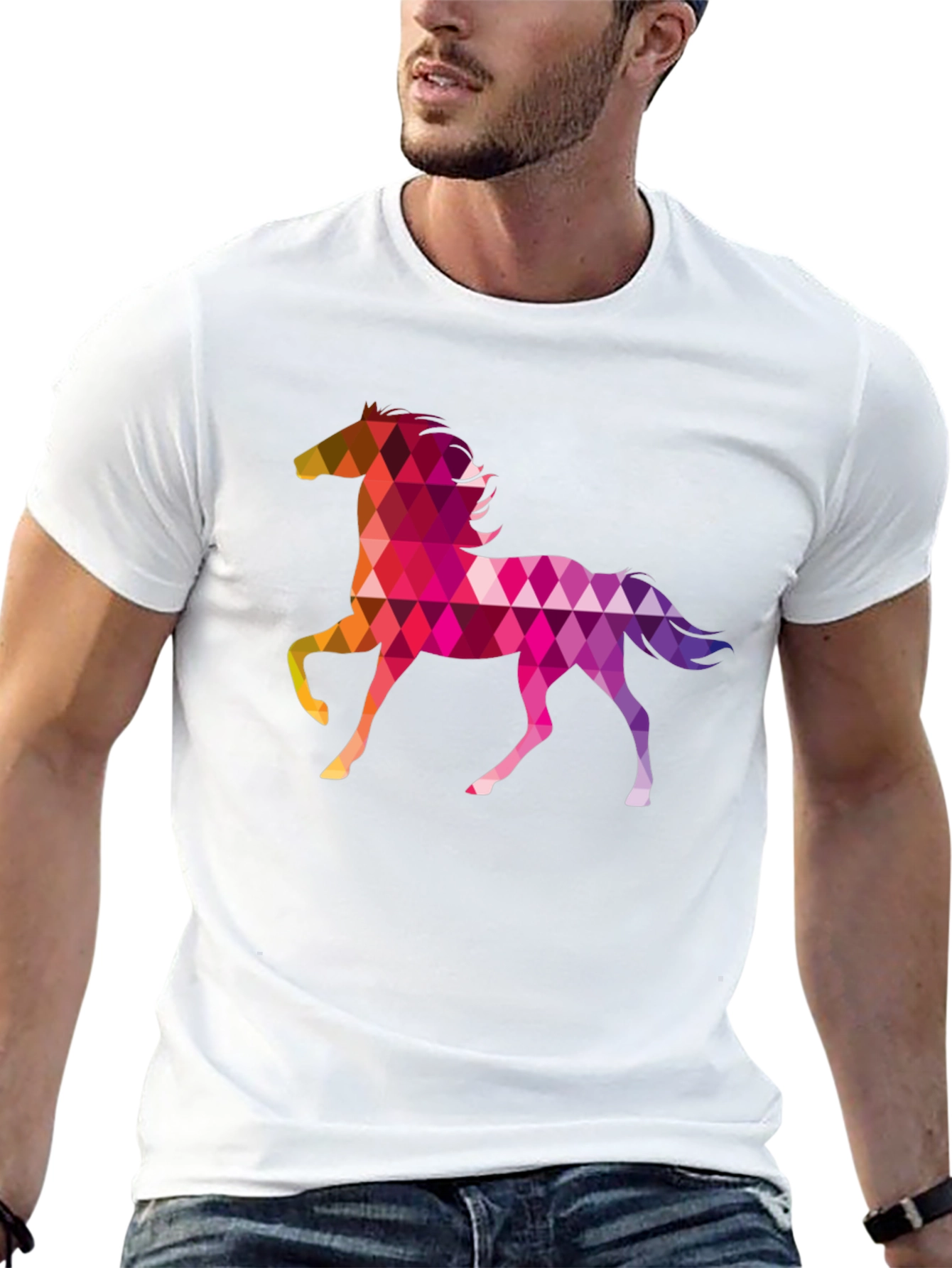 Black Geometric Horse T-Shirt view 13