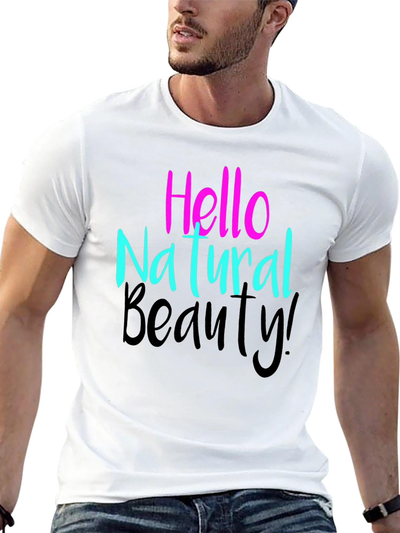 Black Hello Natural Beauty T-Shirt view 13