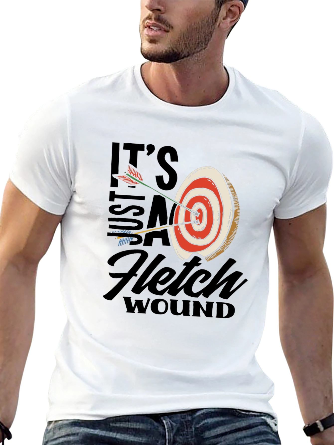 Black Archery Target T-Shirt: Just a Fletch Wound view 13