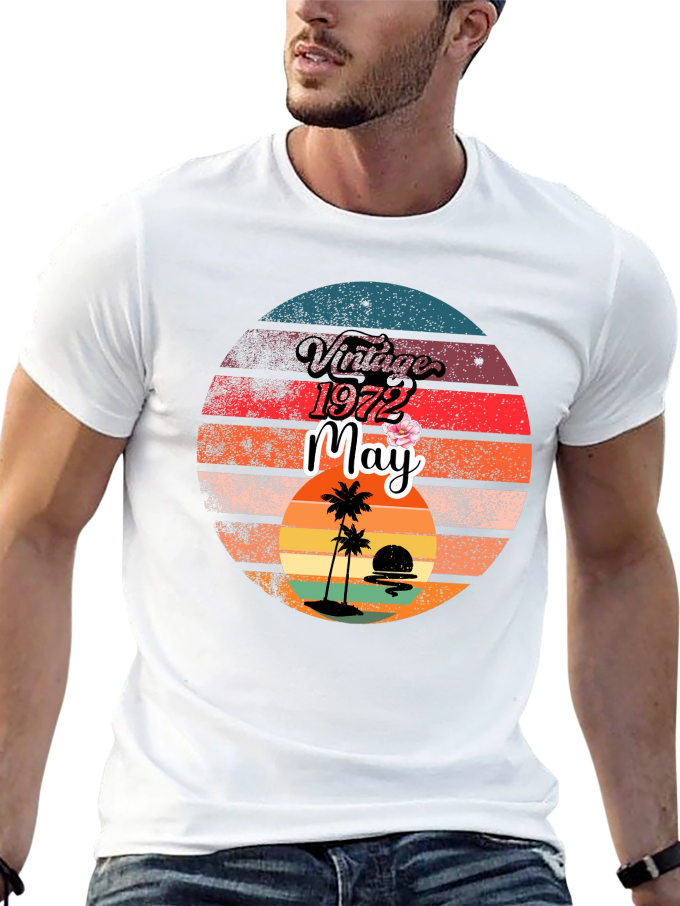 Black Vintage 1972 May Birthday T-Shirt view 13