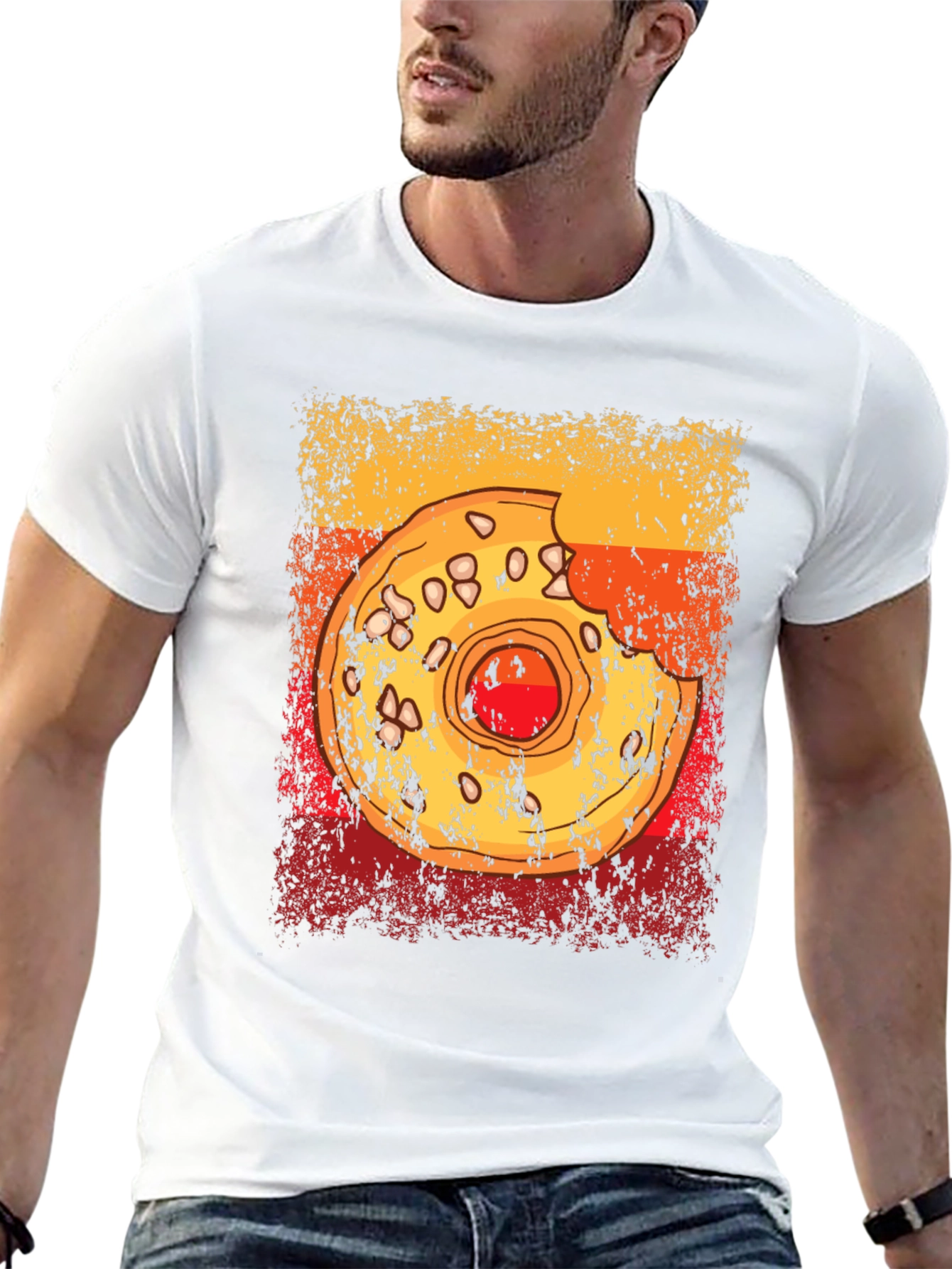 Black Distressed Donut Graphic T-Shirt - Casual Comfort view 13